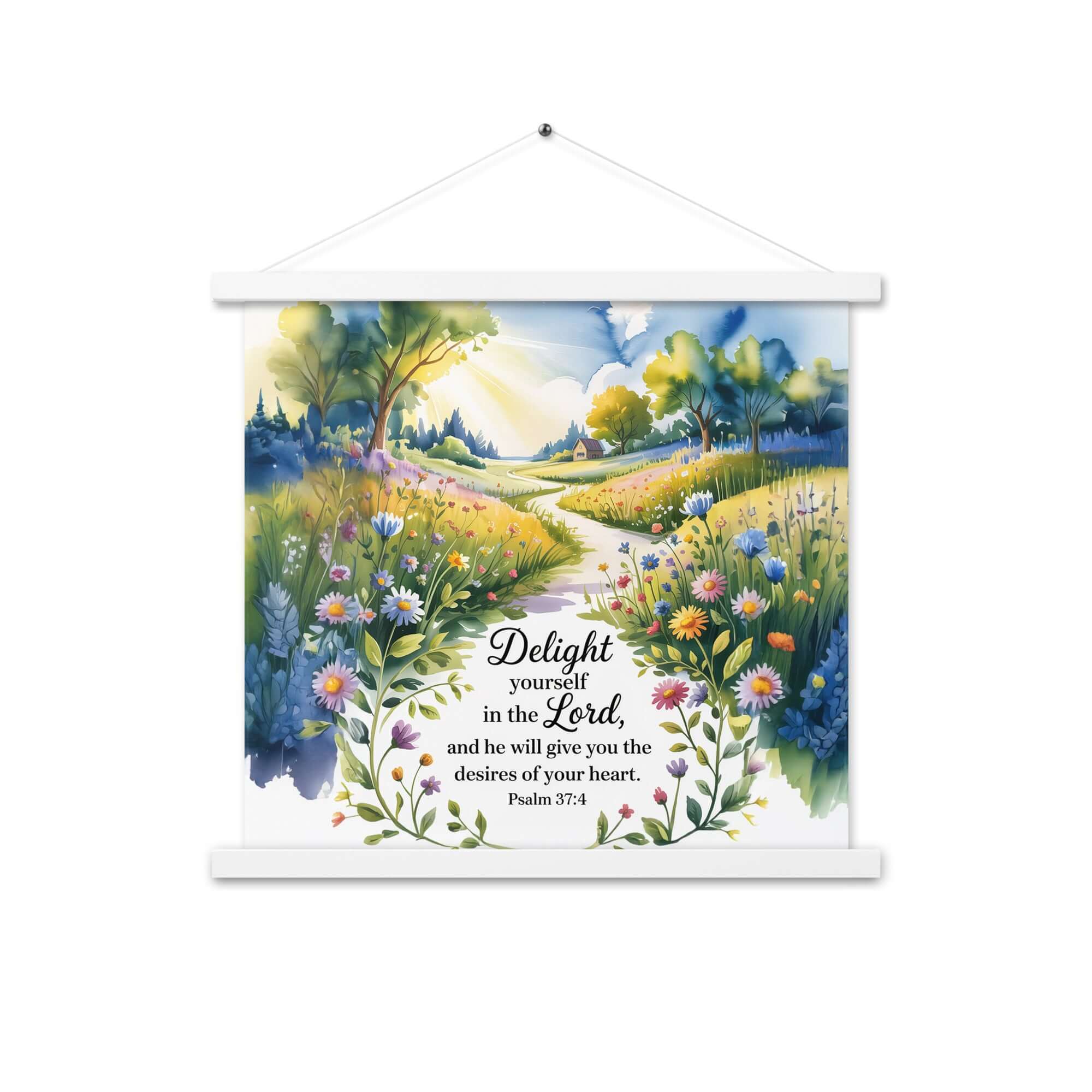 Psalm 37:4 Bible Verse, desires Enhanced Matte Paper Poster With Hanger White 18″×18″