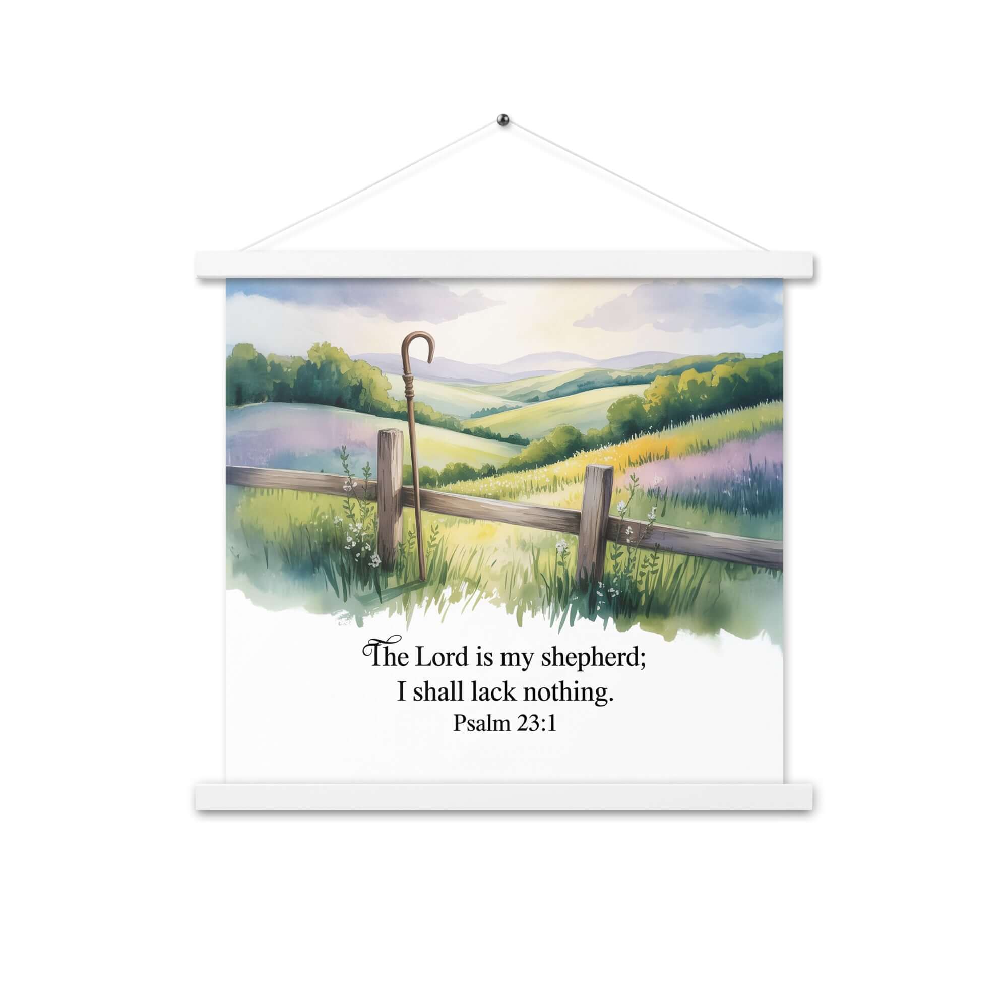 Psalm 23:1 Bible Verse, Lack Enhanced Matte Paper Poster With Hanger White 18″×18″