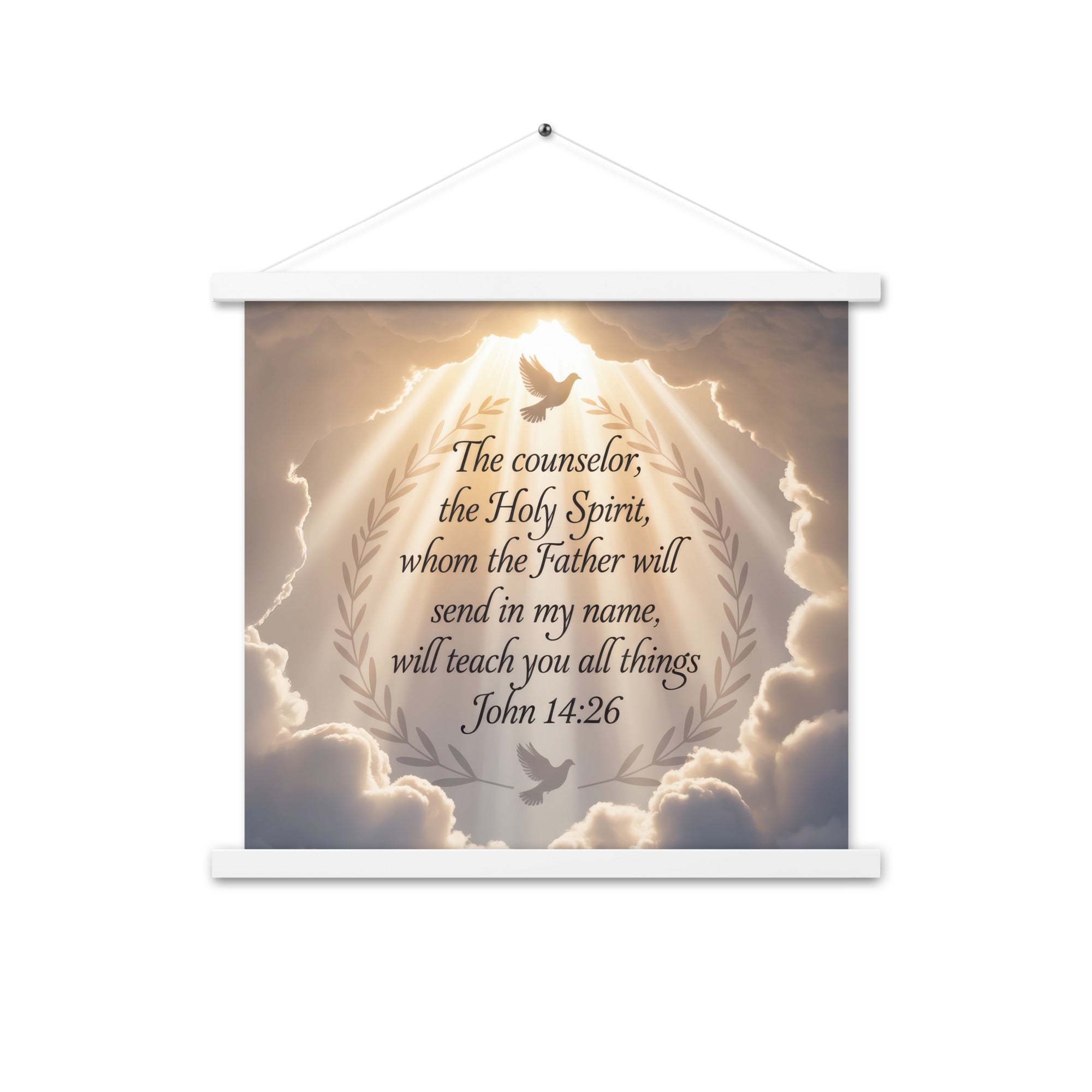 John 14:26 Bible Verse Counselor Enhanced Matte Paper Poster With Hanger White 18″×18″