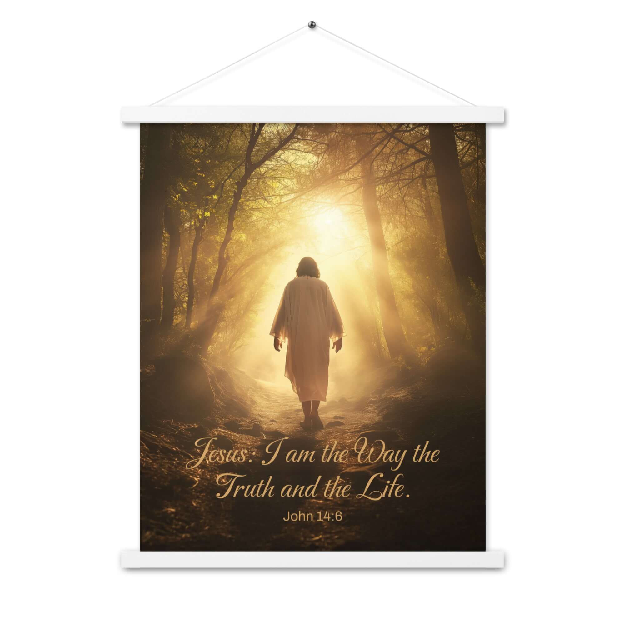 John 14:6 Bible Verse, Forest Image Enhanced Matte Paper Poster With Hanger Wall Art