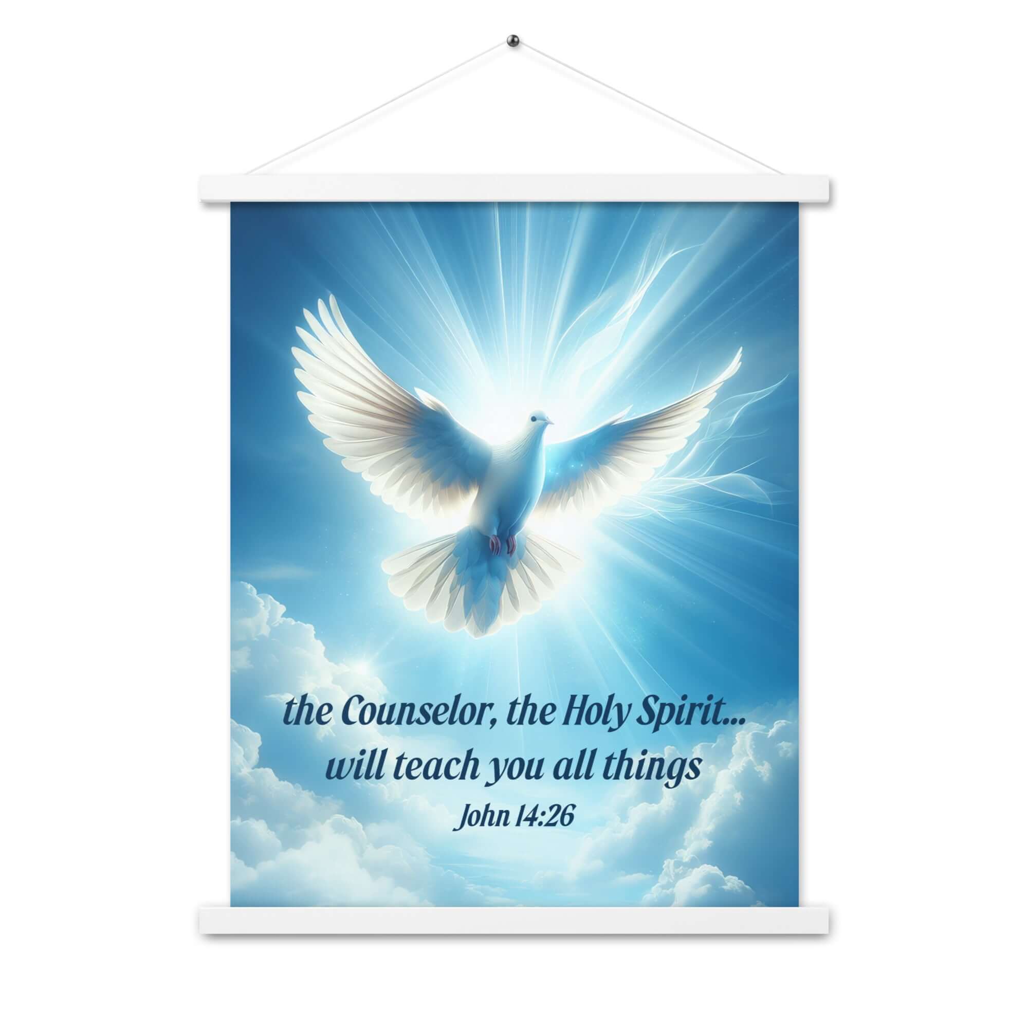 John 14:26 Bible Verse, Holy Spirit Dove Enhanced Matte Paper Poster With Hanger Wall Art