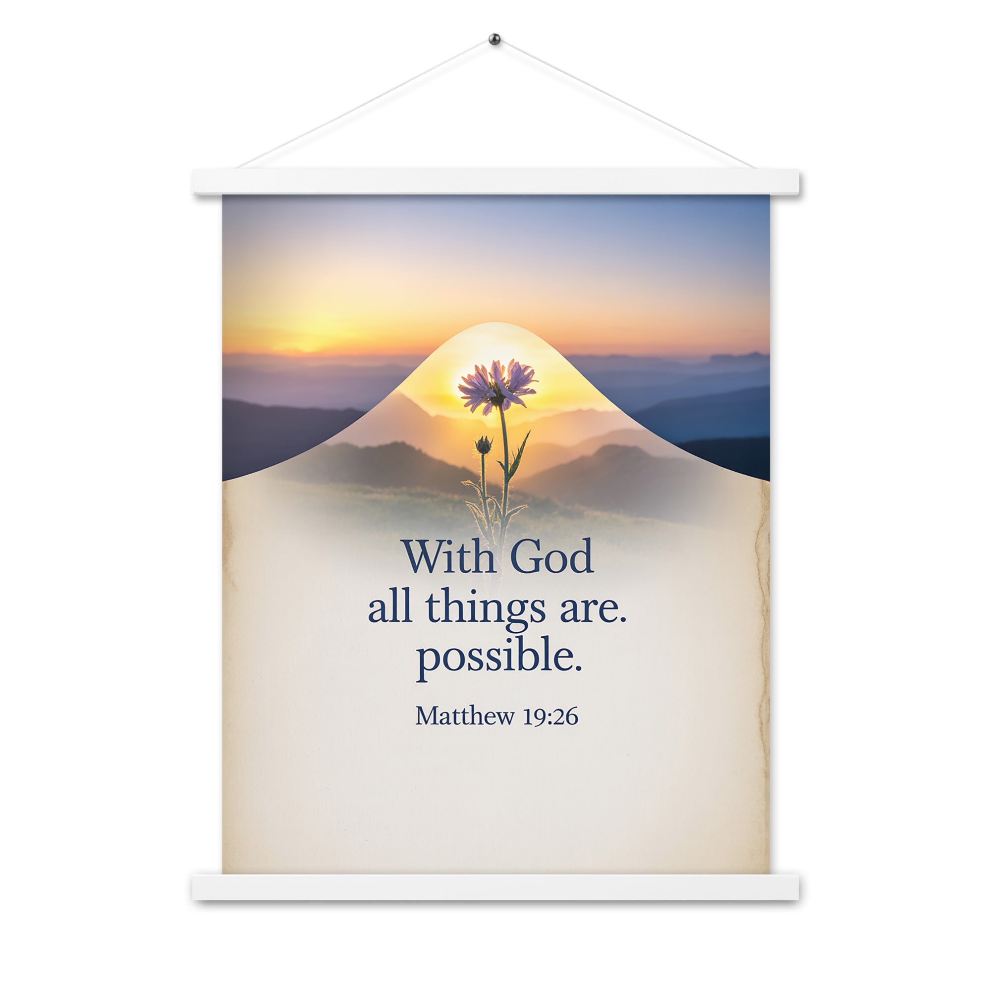 Matthew 19:26 Bible Verse at them Enhanced Matte Paper Poster With Hanger