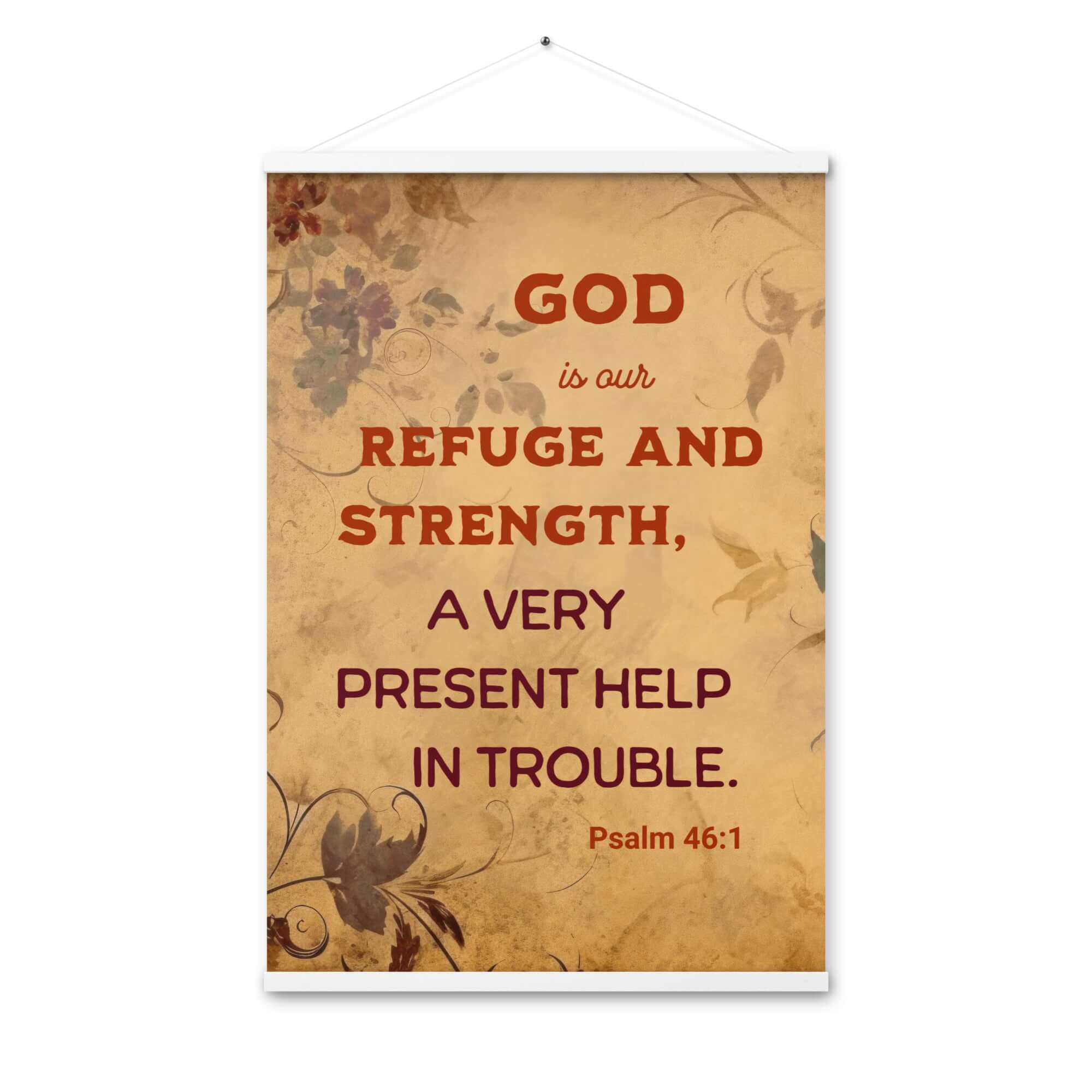 Psalm 46:1 Bible Verse, God is Our Refuge Enhanced Matte Paper Poster With Hanger Wall Art White 24″×36″