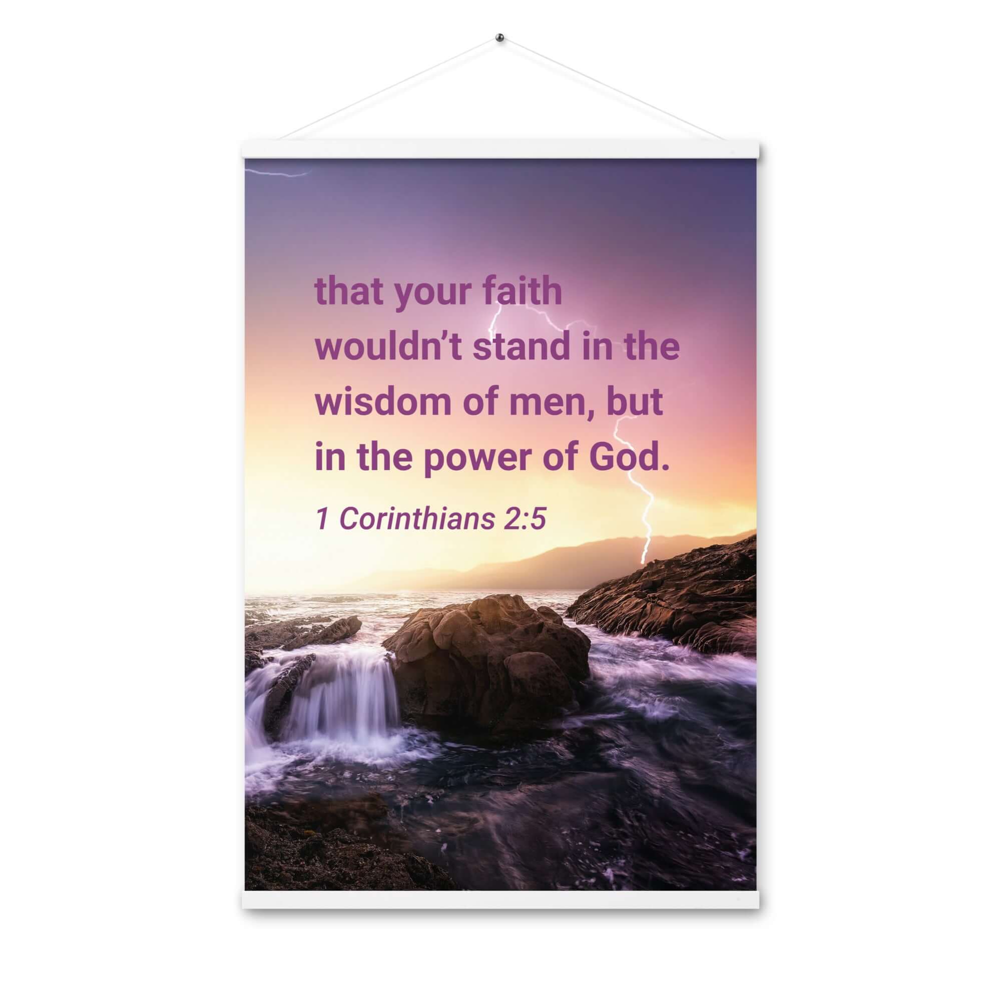1 Corinthians 2:5 Bible Verse, power of God Enhanced Matte Paper Poster With Hanger Wall Art White 24″×36″