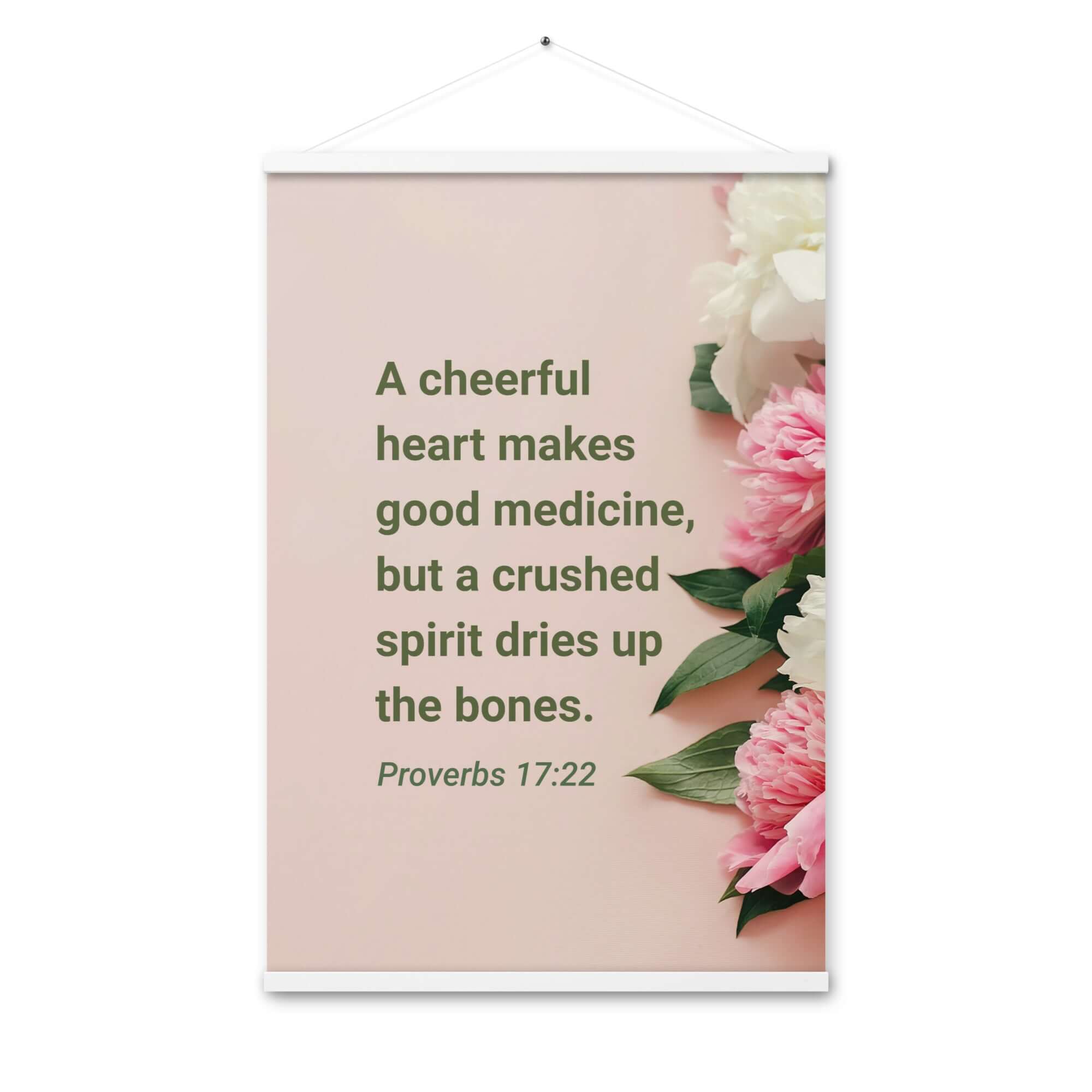 Proverbs 17:22 Bible Verse, good medicine Enhanced Matte Paper Poster With Hanger Wall Art White 24″×36″