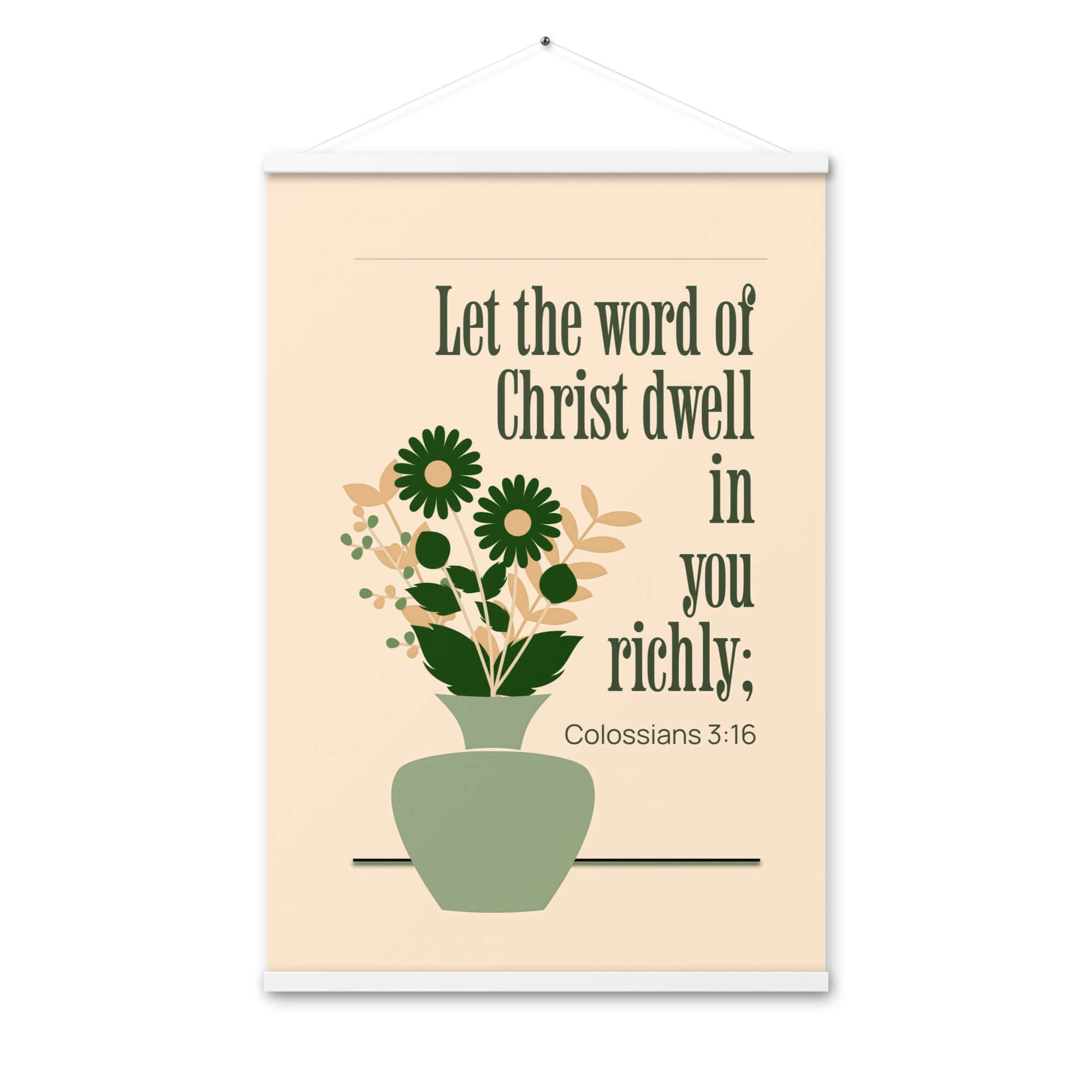 Colossians 3:16 Bible Verse, word of Christ Enhanced Matte Paper Poster With Hanger Wall Art White 24″×36″