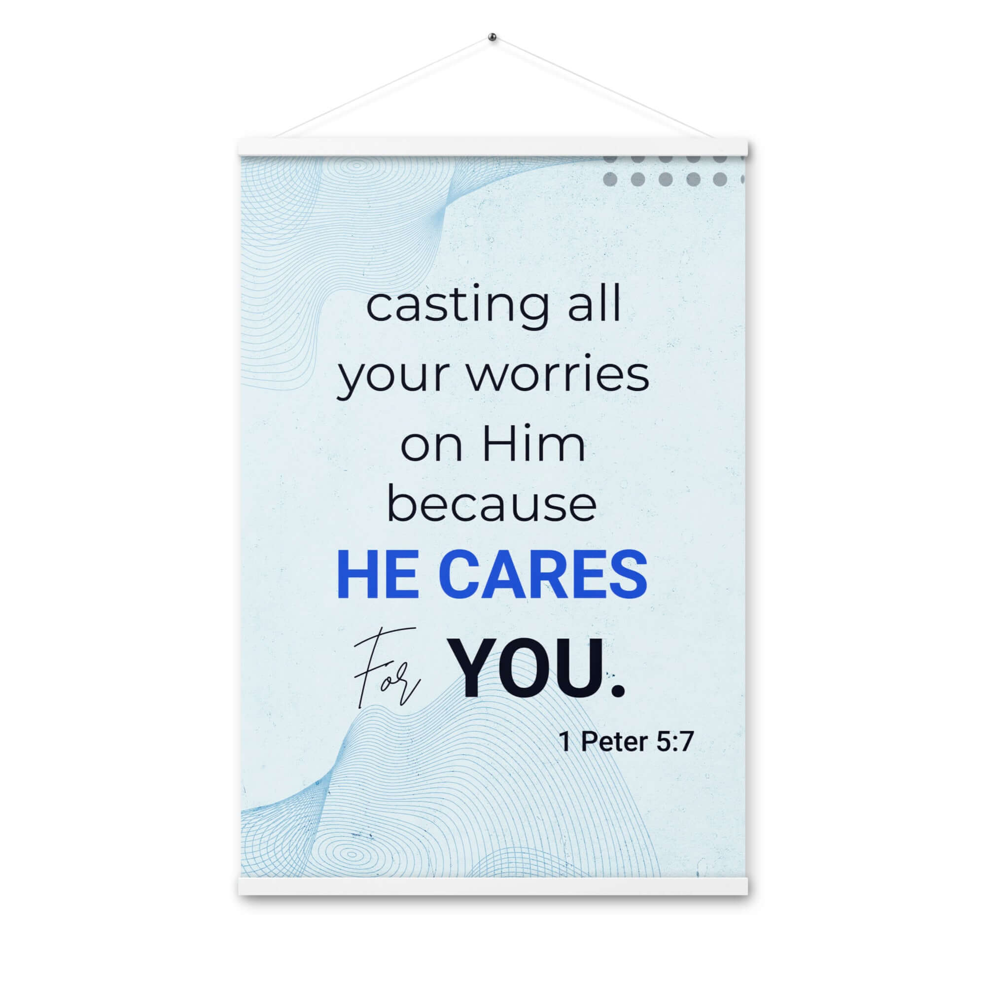 1 Peter 5:7 Bible Verse, casting all your worries on Him Enhanced Matte Paper Poster With Hanger Wall Art White 24″×36″