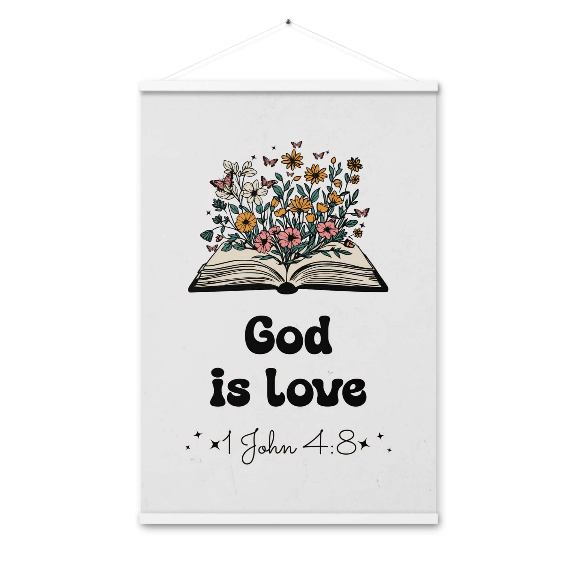 1 John 4:8 Bible Verse, God is Love Enhanced Matte Paper Poster With Hanger Wall Art White 24″×36″