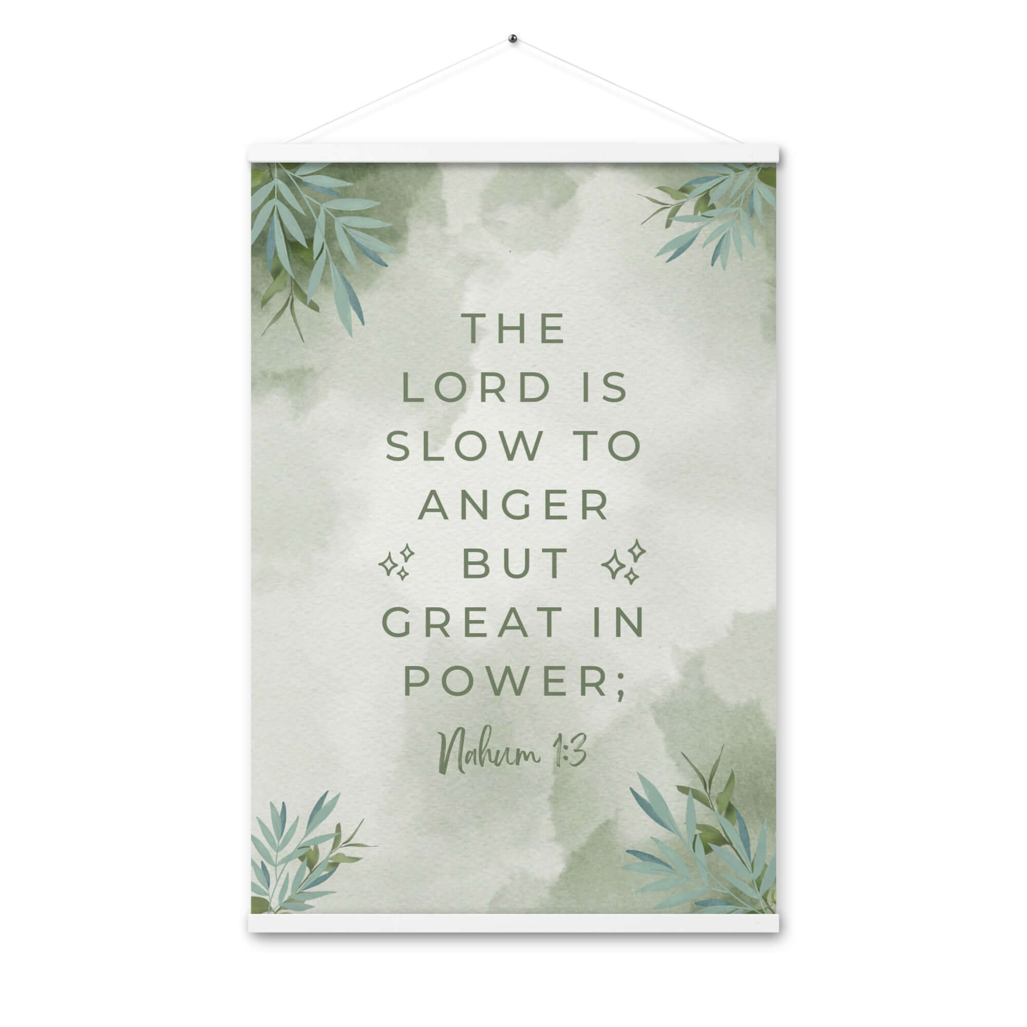 Nahum 1:3 Bible Verse, The Lord is slow Enhanced Matte Paper Poster With Hanger Wall Art White 24″×36″