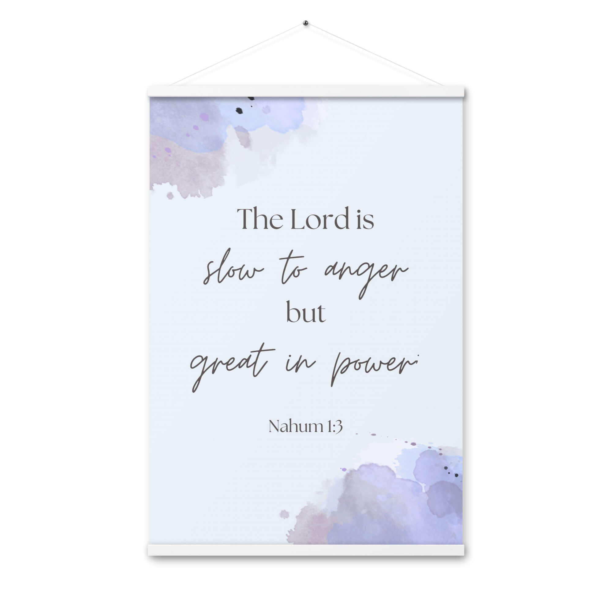 Nahum 1:3 Bible Verse, great in power Enhanced Matte Paper Poster With Hanger Wall Art White 24″×36″