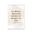 Romans 3:23 Bible Verse, fall short Enhanced Matte Paper Poster With Hanger Wall Art White 24″×36″