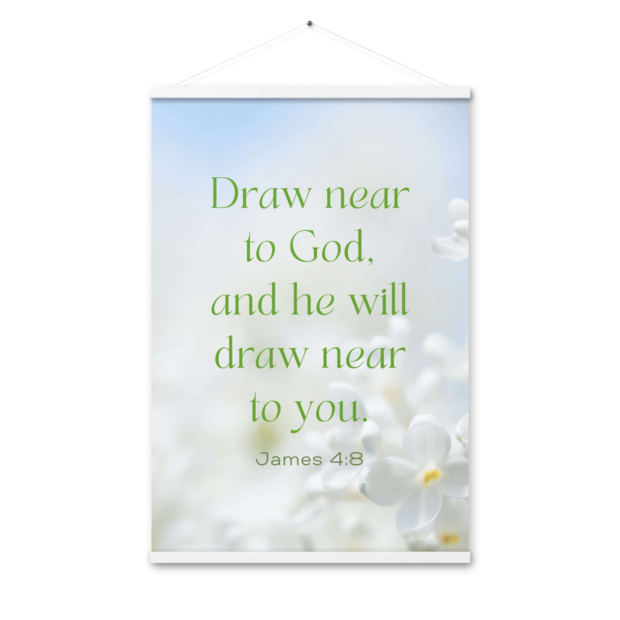 James 4:8 Bible Verse, Draw near Enhanced Matte Paper Poster With Hanger Wall Art White 24″×36″