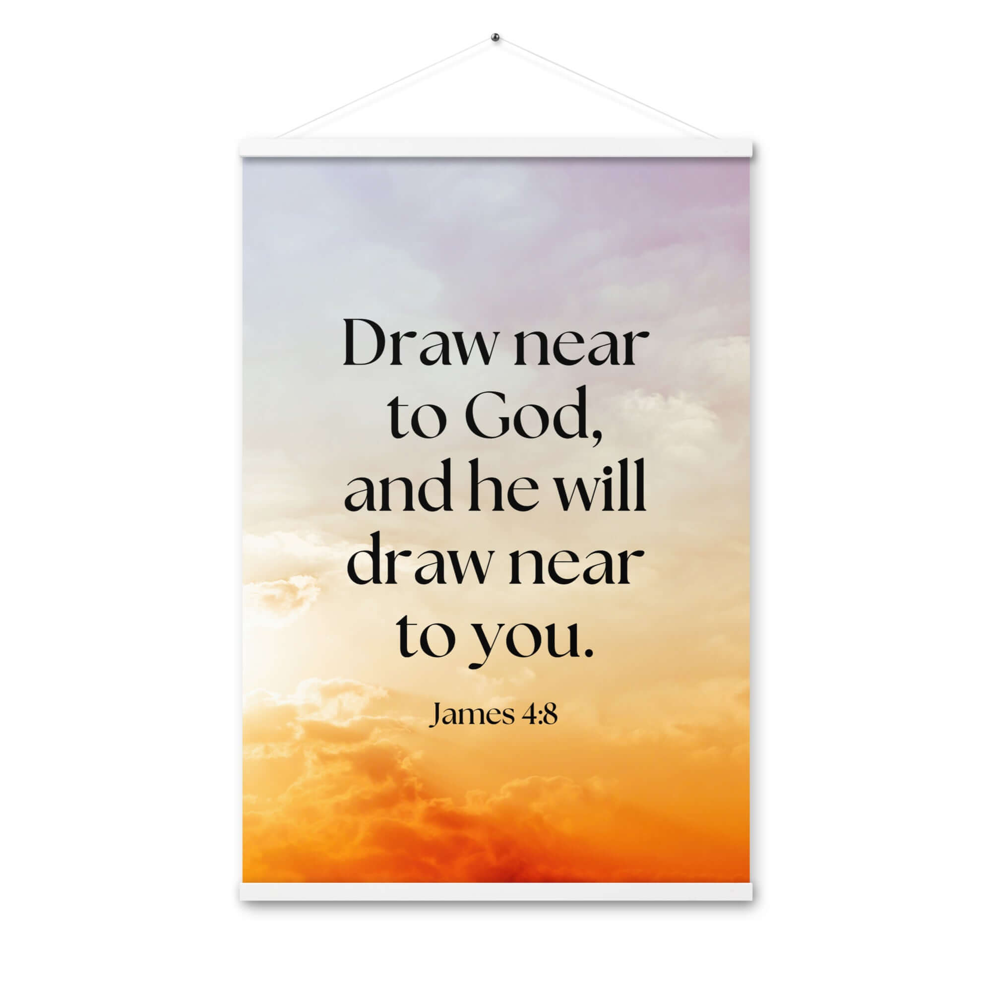 James 4:8 Bible Verse, he will draw Enhanced Matte Paper Poster With Hanger Wall Art White 24″×36″