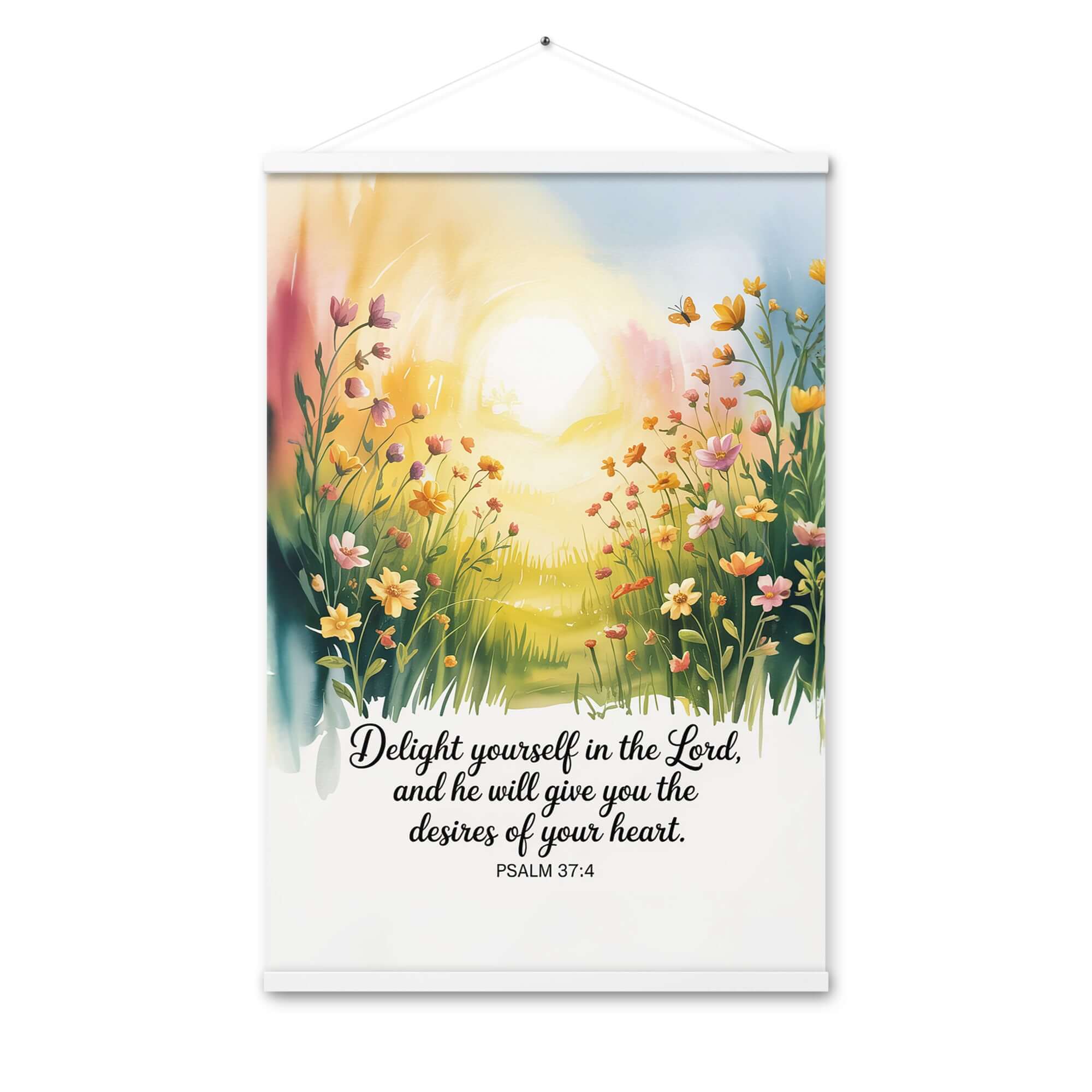 Psalm 37:4 Bible Verse, will give Enhanced Matte Paper Poster With Hanger White 24″×36″