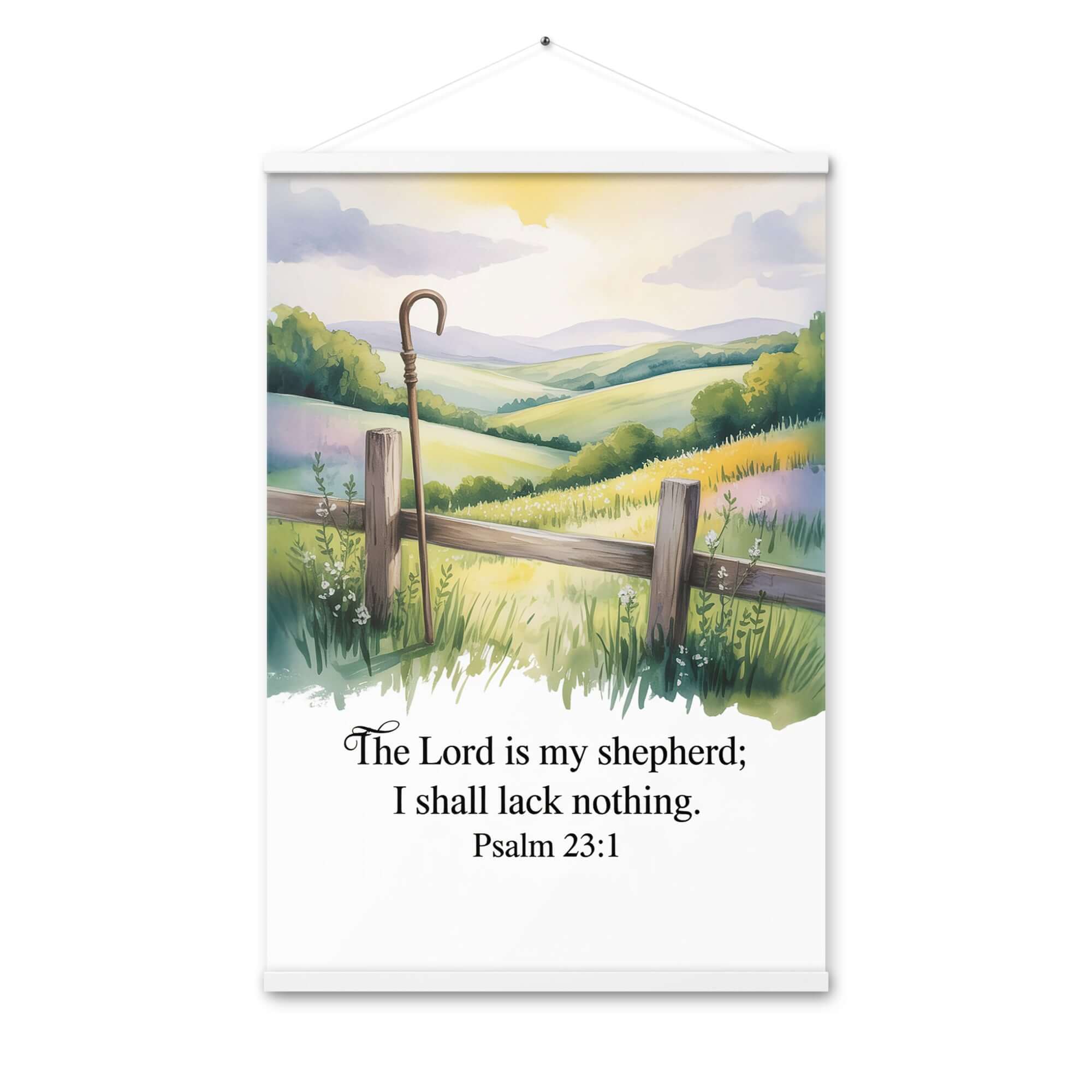 Psalm 23:1 Bible Verse, Lack Enhanced Matte Paper Poster With Hanger White 24″×36″