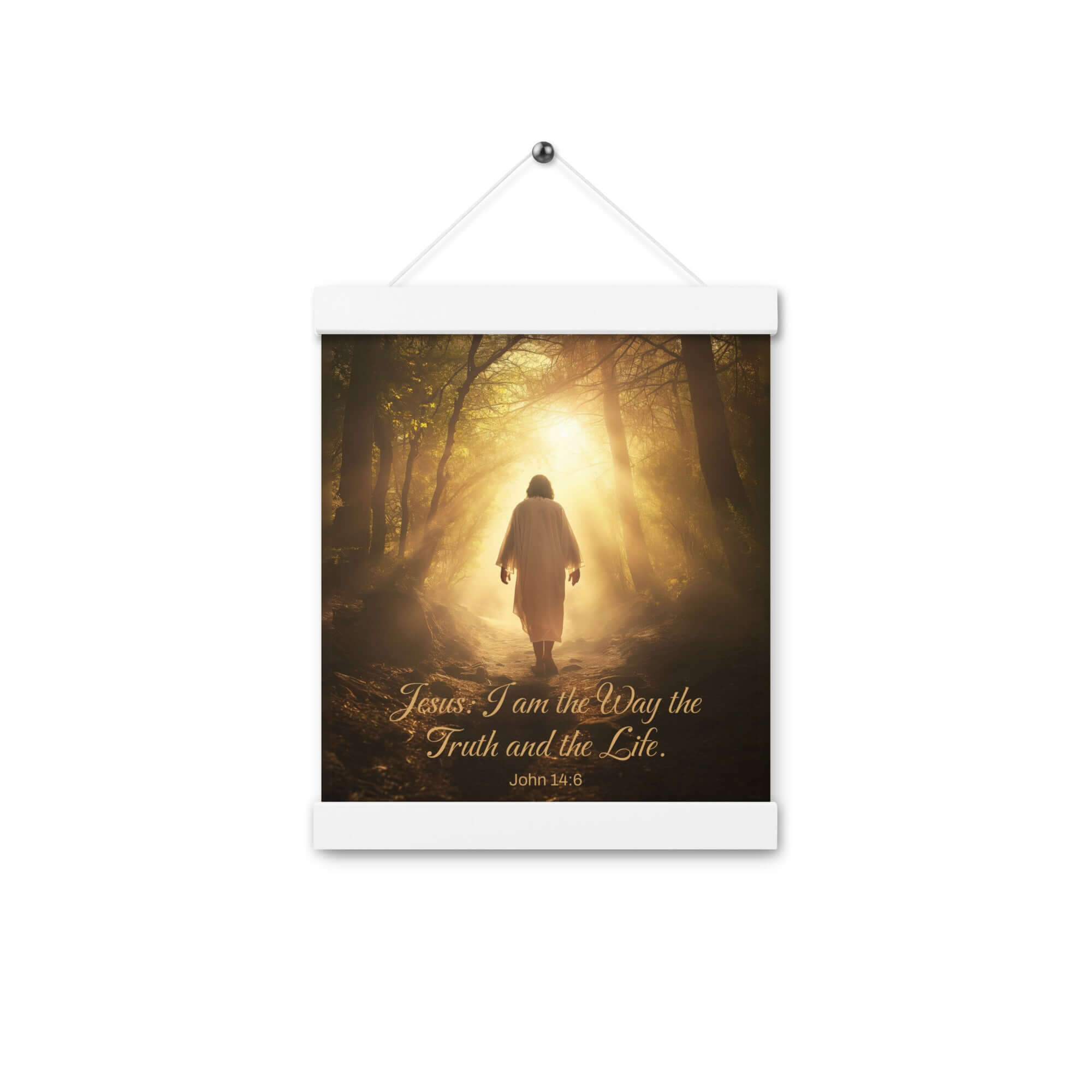 John 14:6 Bible Verse, Forest Image Enhanced Matte Paper Poster With Hanger Wall Art