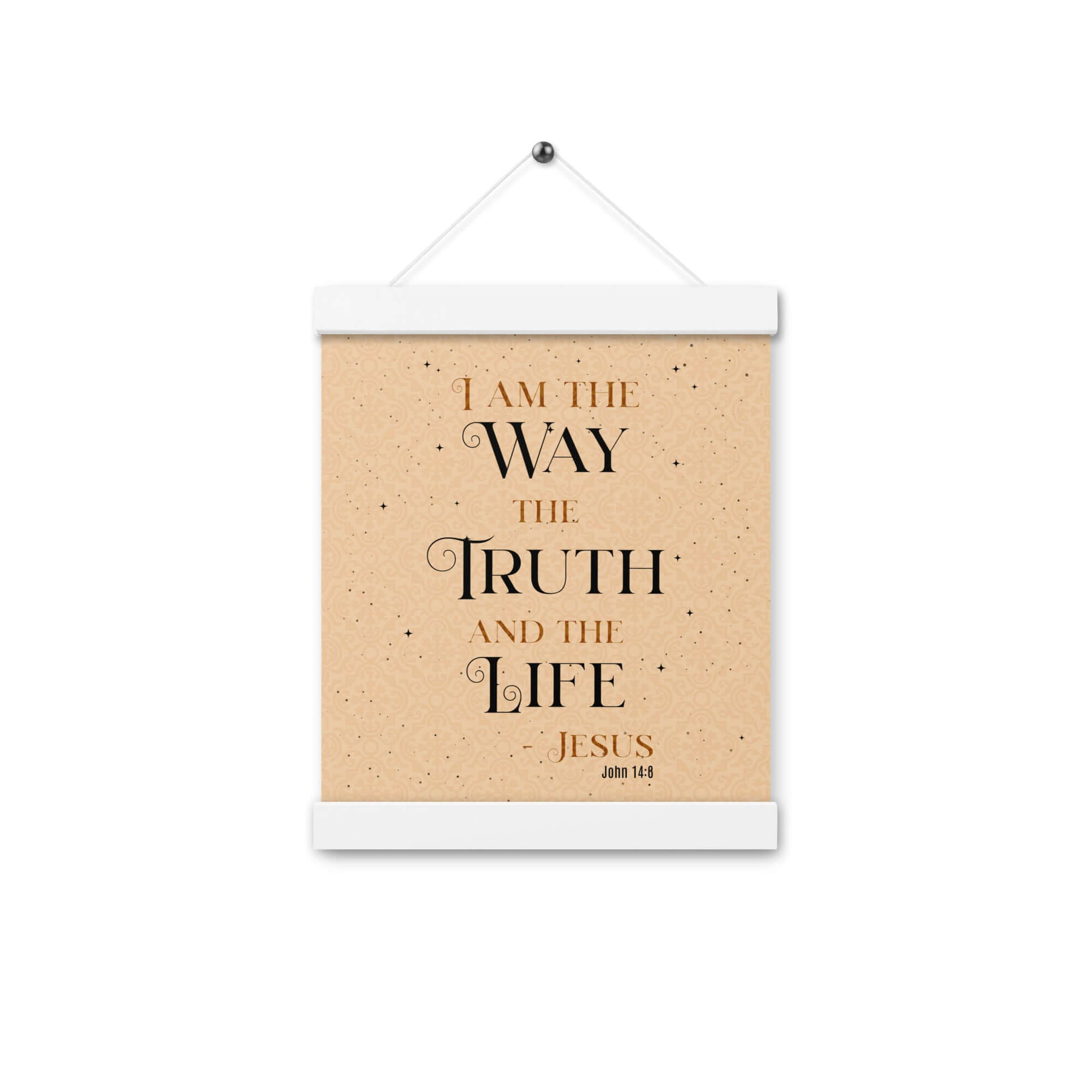 John 14:6 Bible Verse, Color Text Brown Background Enhanced Matte Paper Poster With Hanger Wall Art