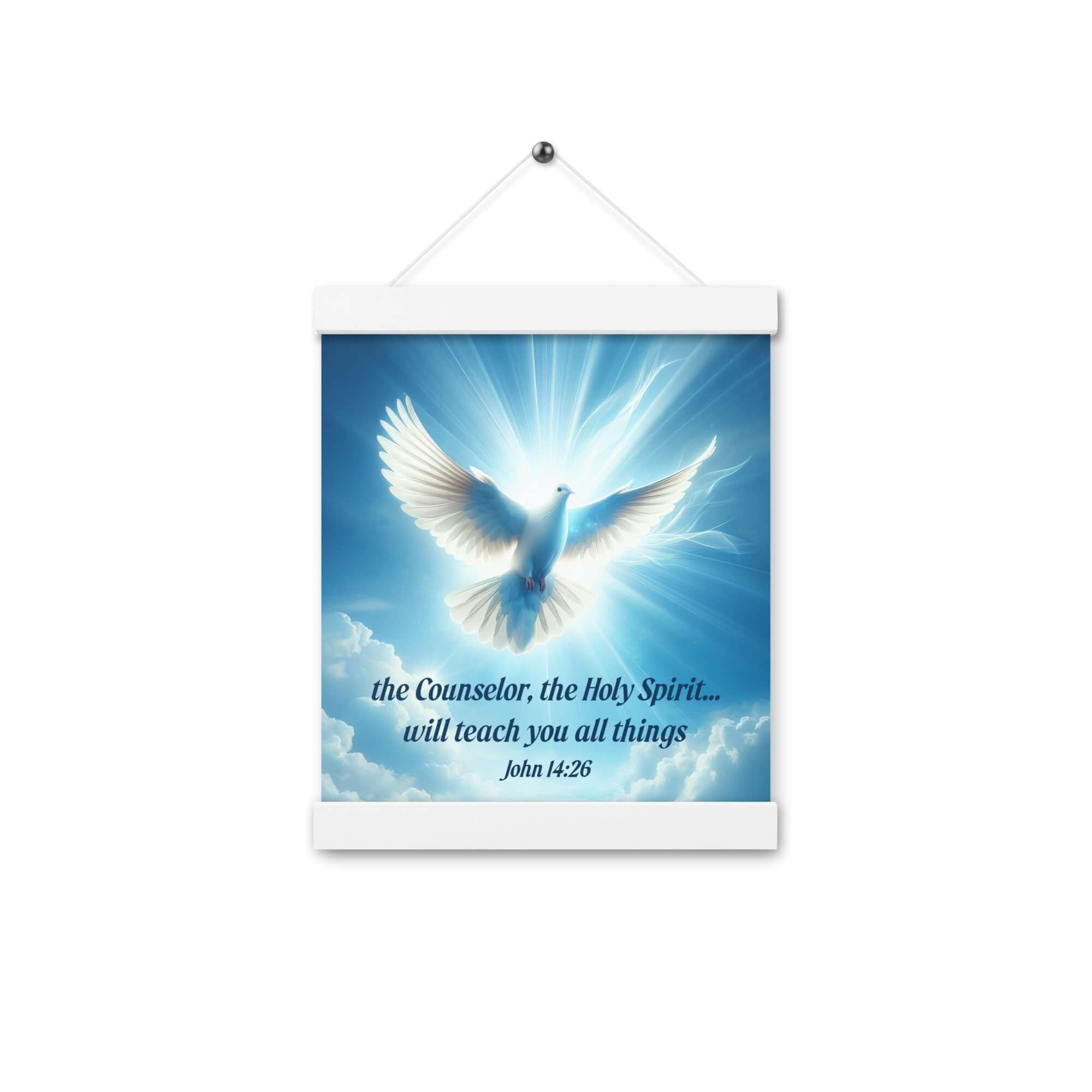 John 14:26 Bible Verse, Holy Spirit Dove Enhanced Matte Paper Poster With Hanger Wall Art
