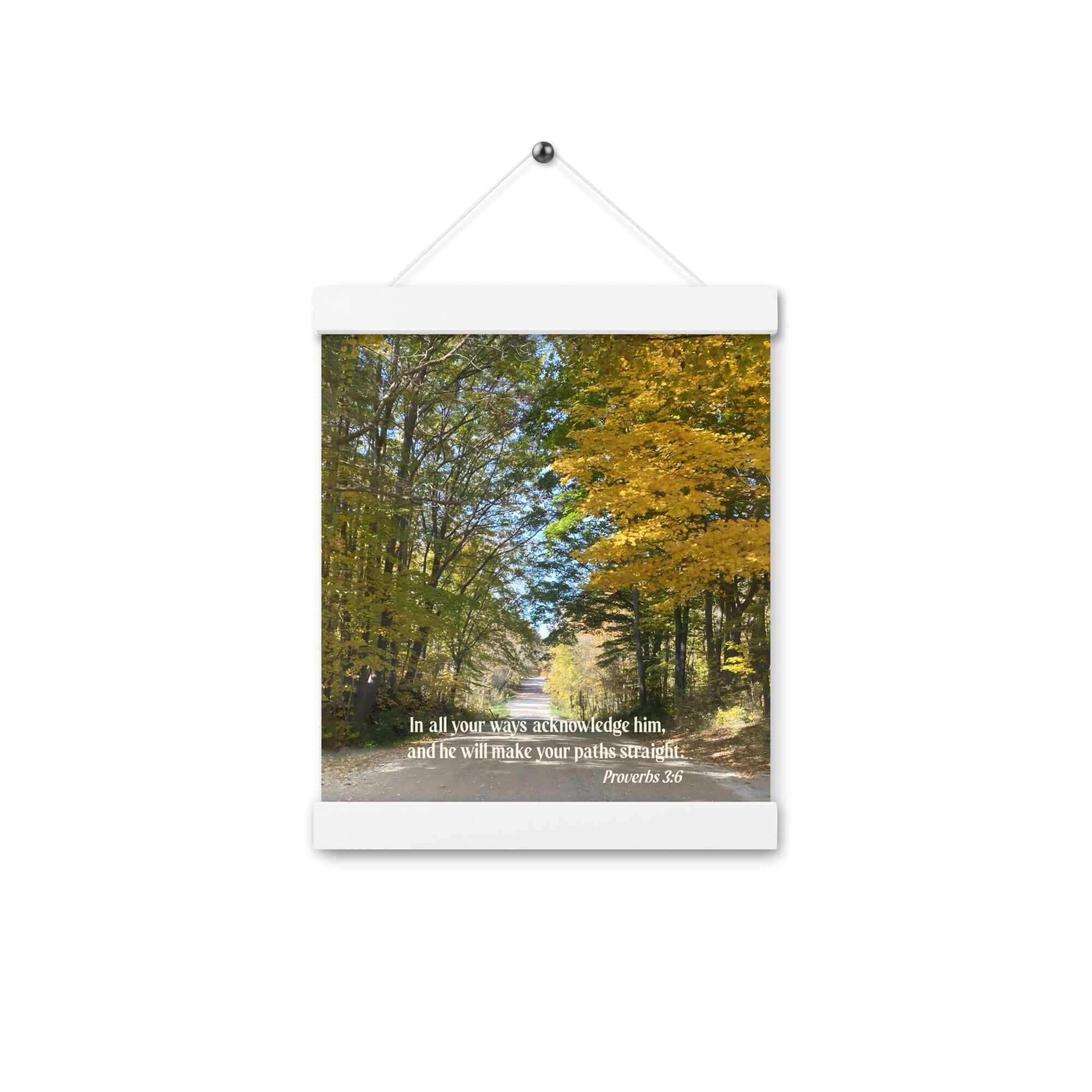 Proverbs 3:6 Bible Verse, Fall Road Enhanced Matte Paper Poster With Hanger Wall Art
