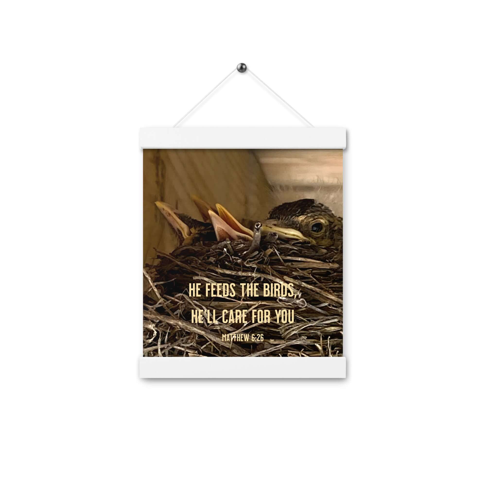 Matthew 6:26 Baby Robins, He'll Care for You Enhanced Matte Paper Poster With Hanger Wall Art