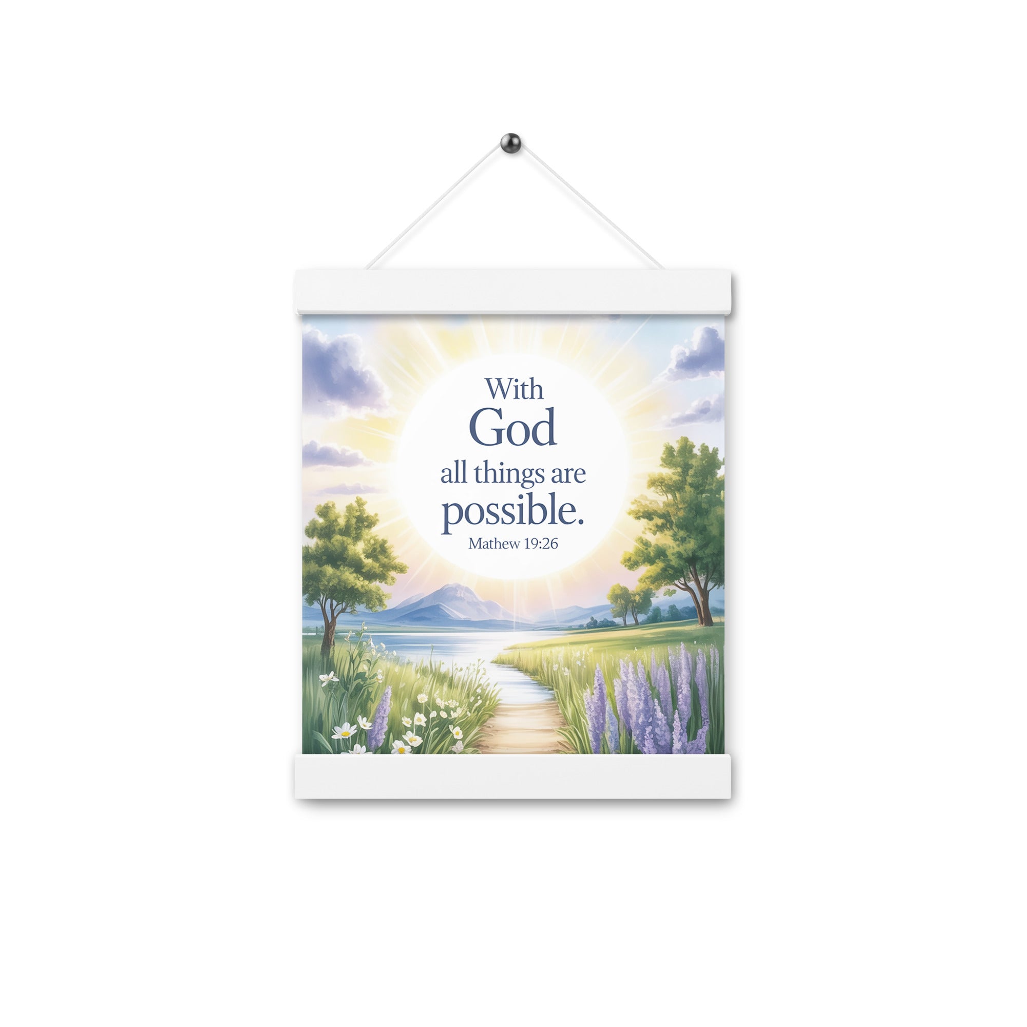 Matthew 19:26 Bible Verse Looking at Enhanced Matte Paper Poster With Hanger