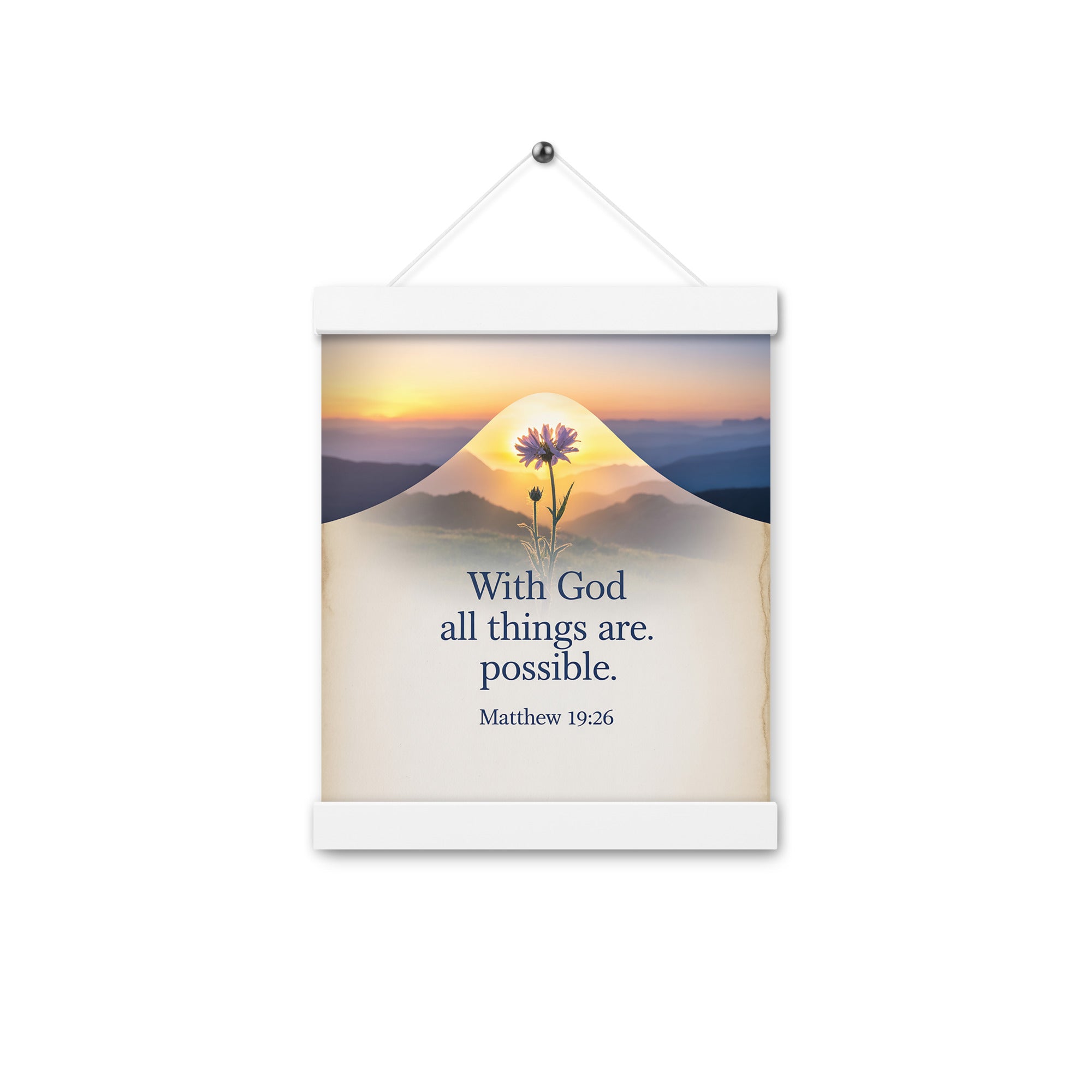 Matthew 19:26 Bible Verse at them Enhanced Matte Paper Poster With Hanger