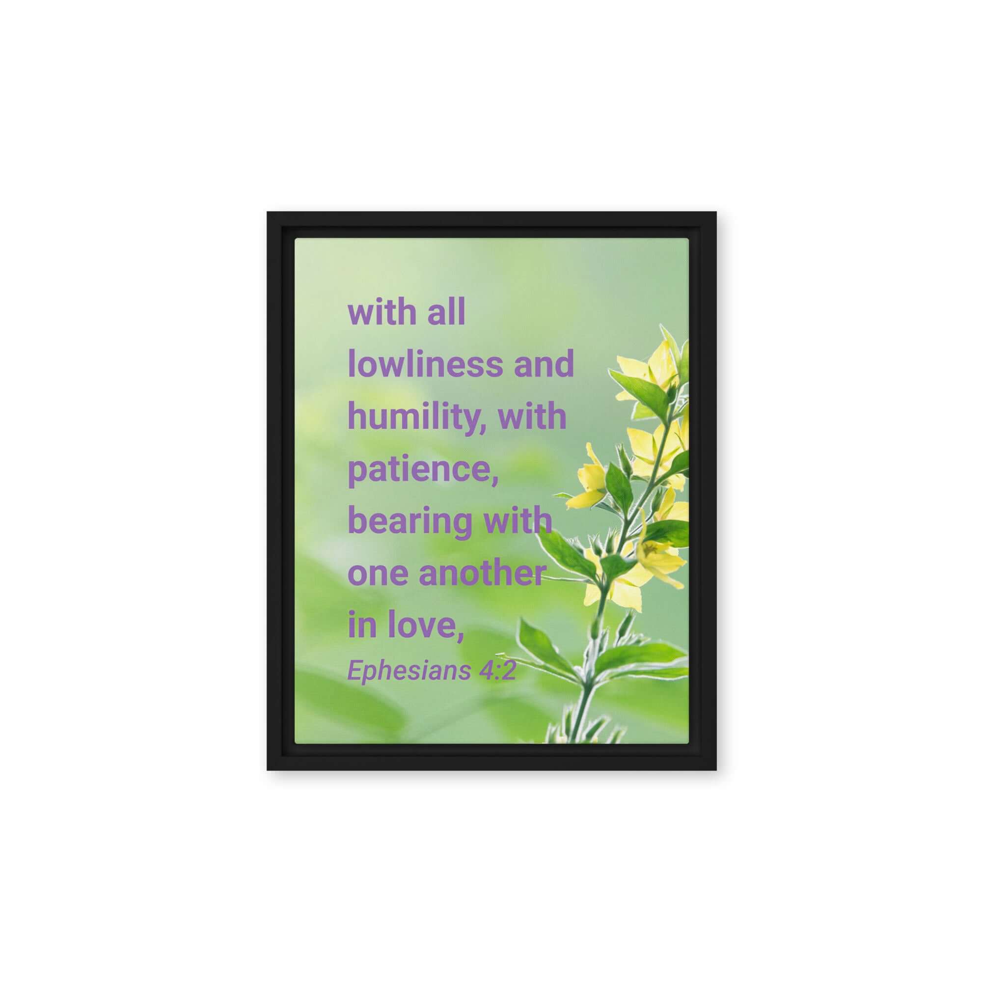 Ephesians 4:2 Bible Verse, one another in love Framed Canvas Print Wall Art Black 11″×14″