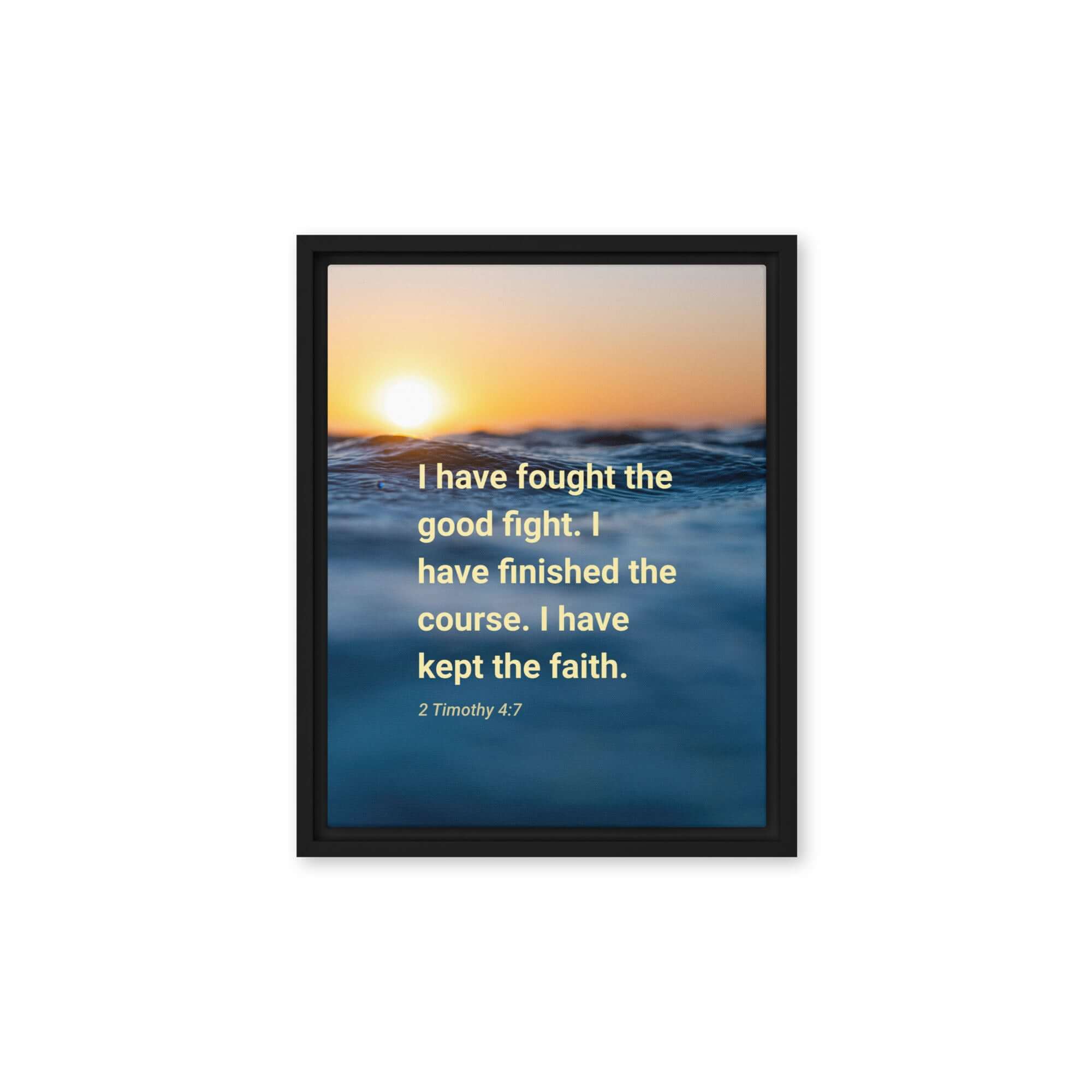 2 Timothy 4:7 Bible Verse, kept the faith Framed Canvas Print Wall Art Black 11″×14″
