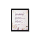 Isaiah 53:5 Bible Verse, by his wounds Framed Canvas Print Wall Art Black 11″×14″
