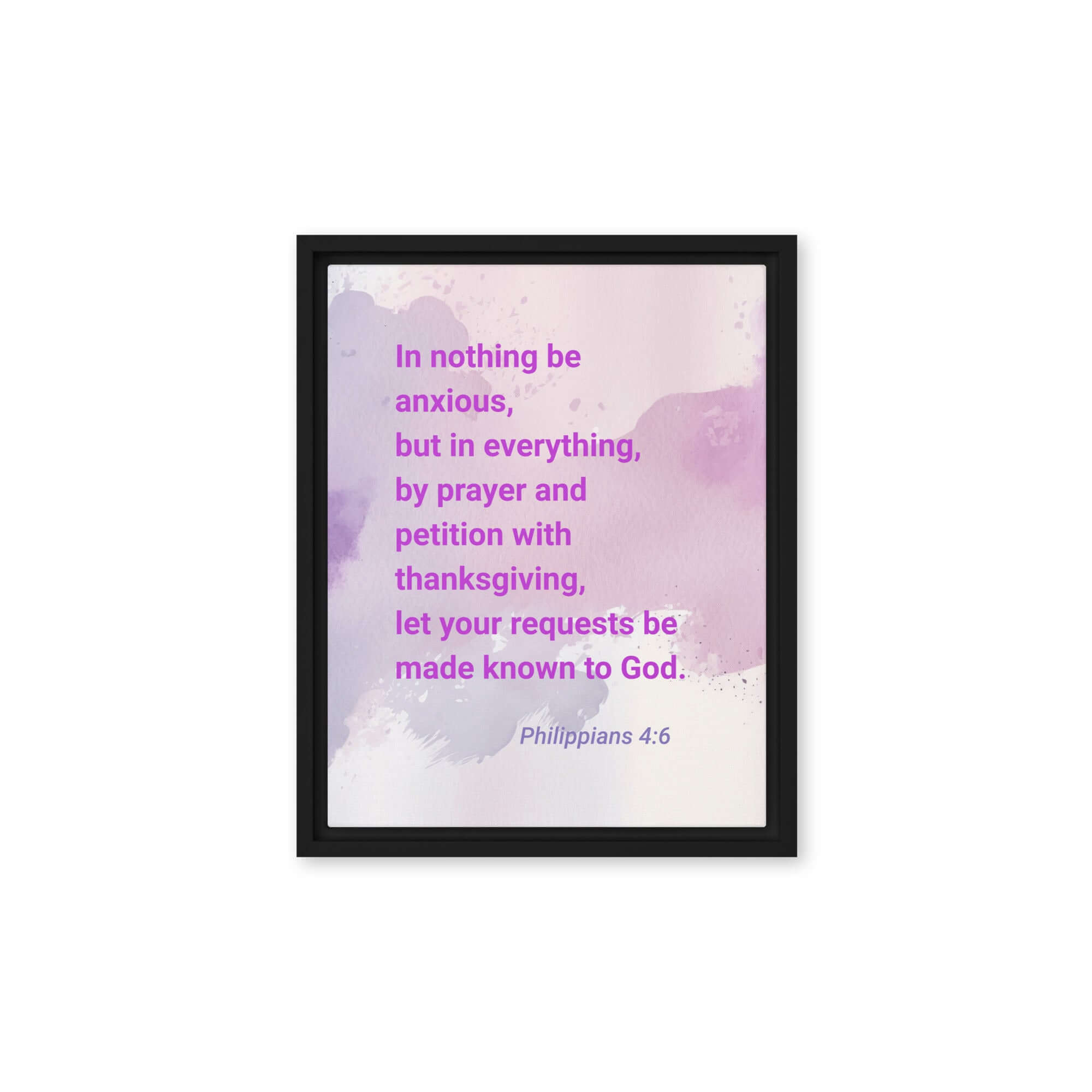 Philippians 4:6 Bible Verse, Prayer and Petition Framed Canvas Print Wall Art Black 11″×14″