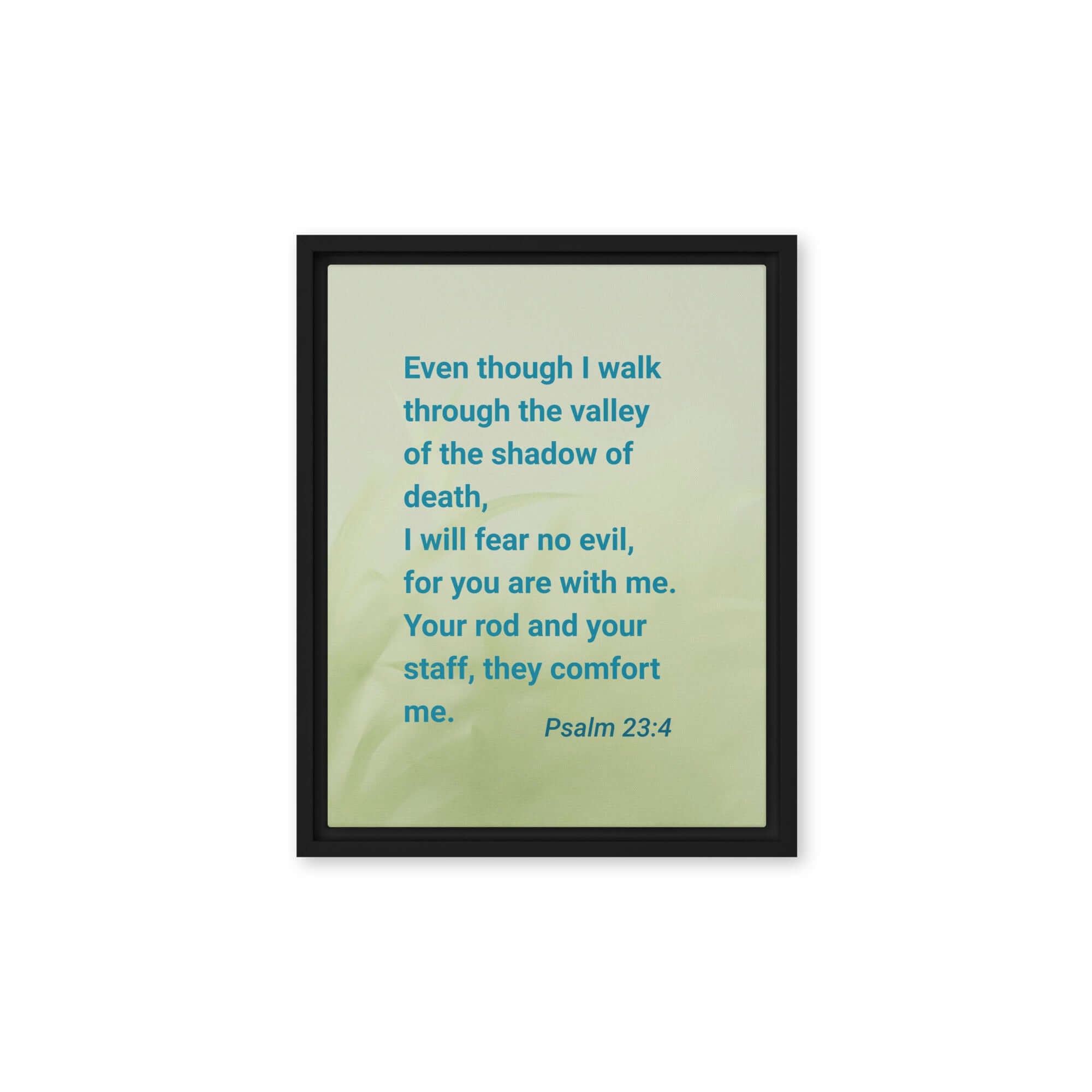 Psalm 23:4 Bible Verse, fear no evil Framed Canvas Print Wall Art Black 11″×14″