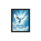 John 14:26 Bible Verse, Holy Spirit Dove Framed Canvas Print Wall Art Black 11″×14″