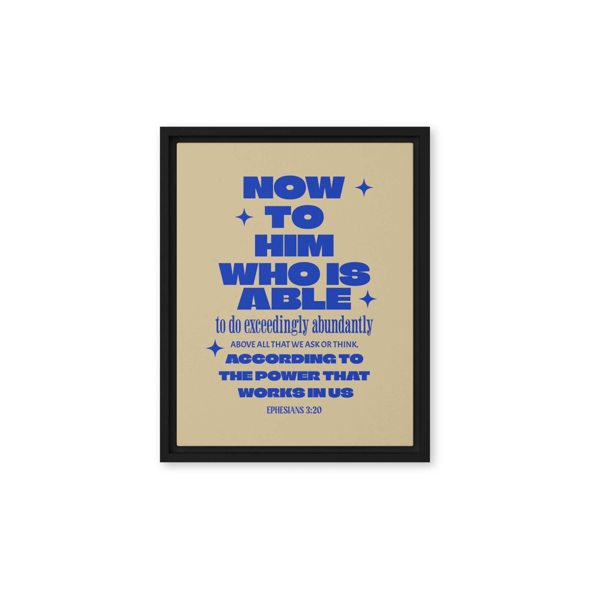 Ephesians 3:20 Bible Verse, power in us Framed Canvas Print Wall Art Black 11″×14″