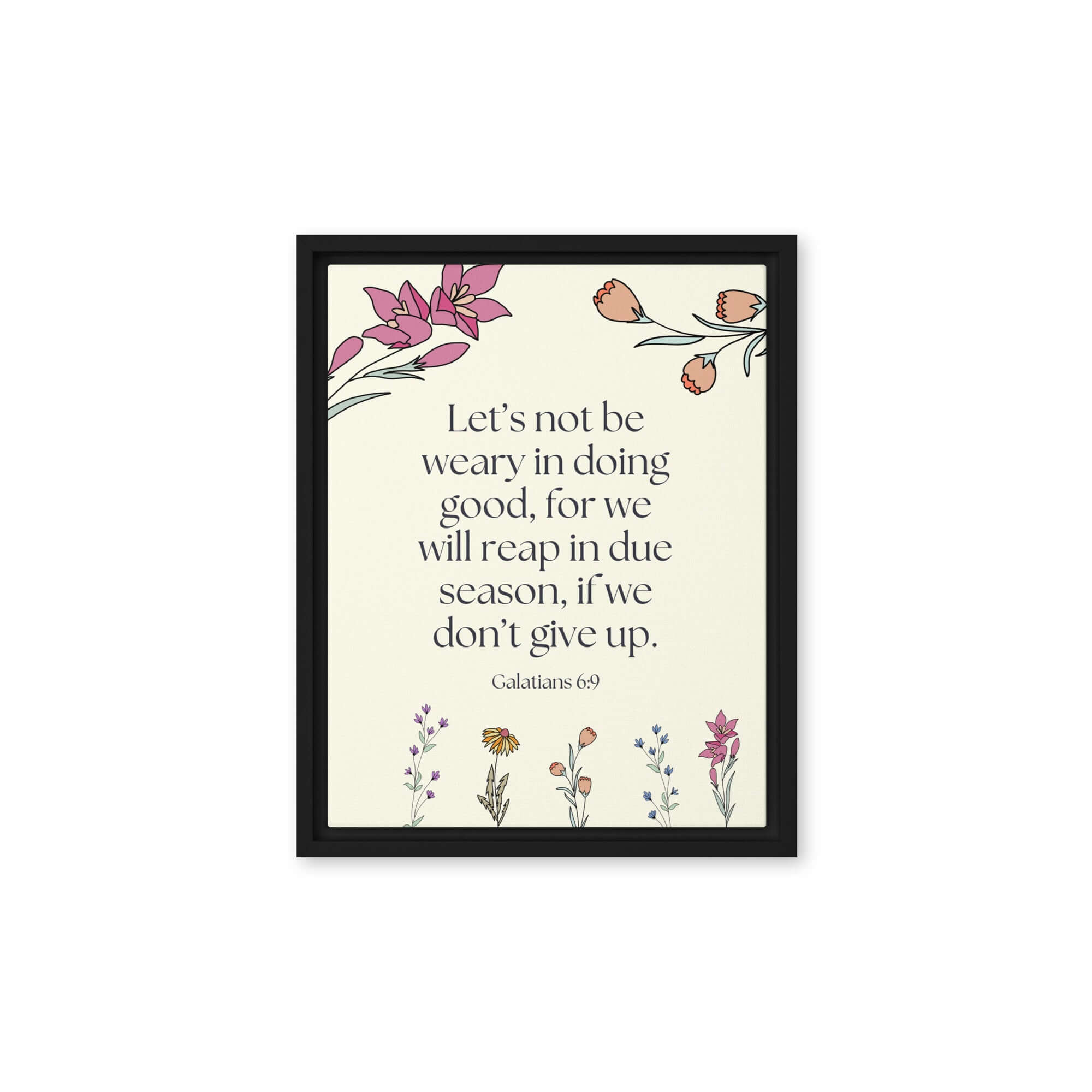 Galatians 6:9 Bible Verse, in doing good Framed Canvas Print Wall Art Black 11″×14″