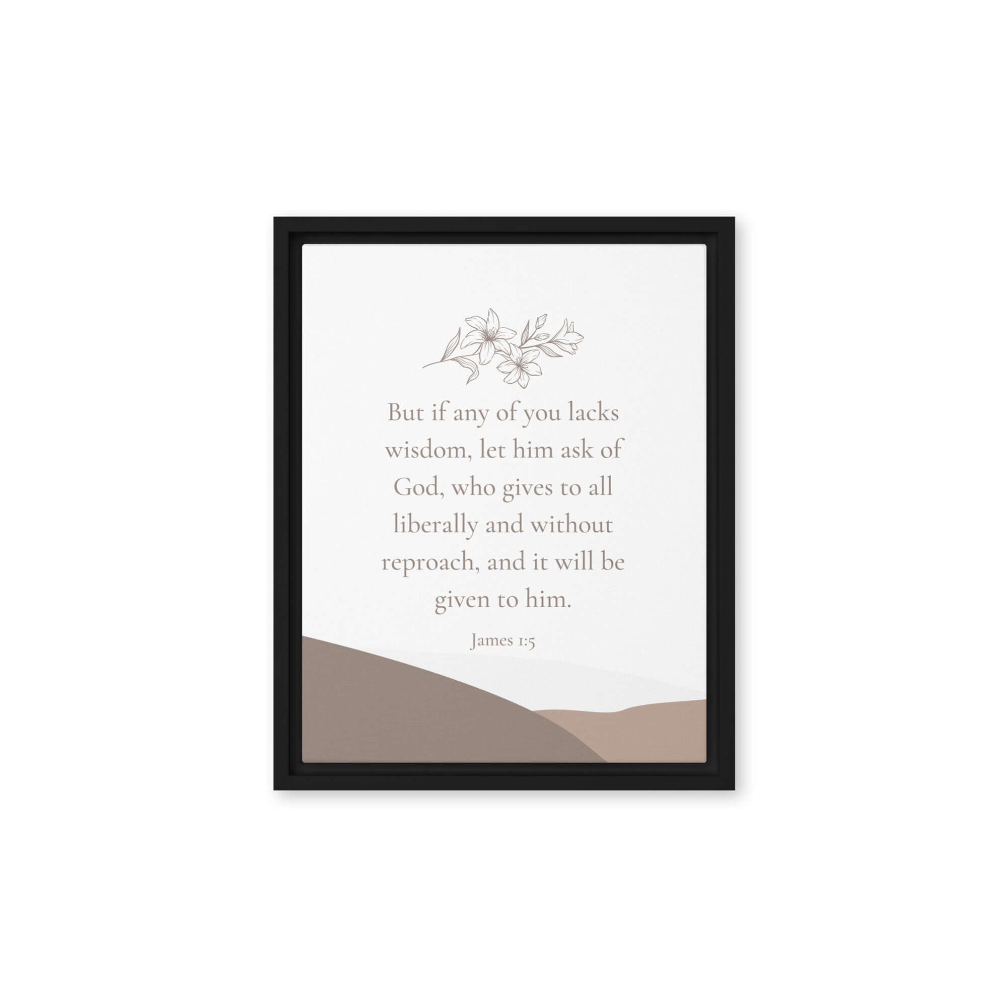 James 1:5 Bible Verse, ask of God Framed Canvas Print Wall Art Black 11″×14″