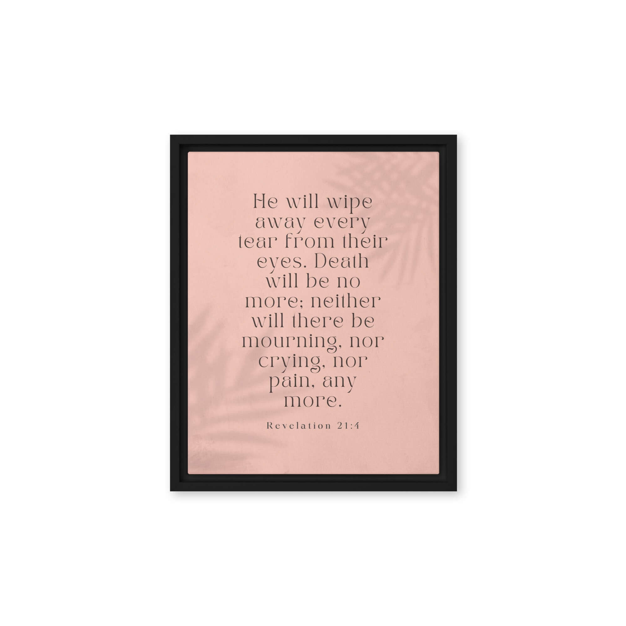 Revelation 21:4 Bible Verse, their eyes Framed Canvas Print Wall Art Black 11″×14″