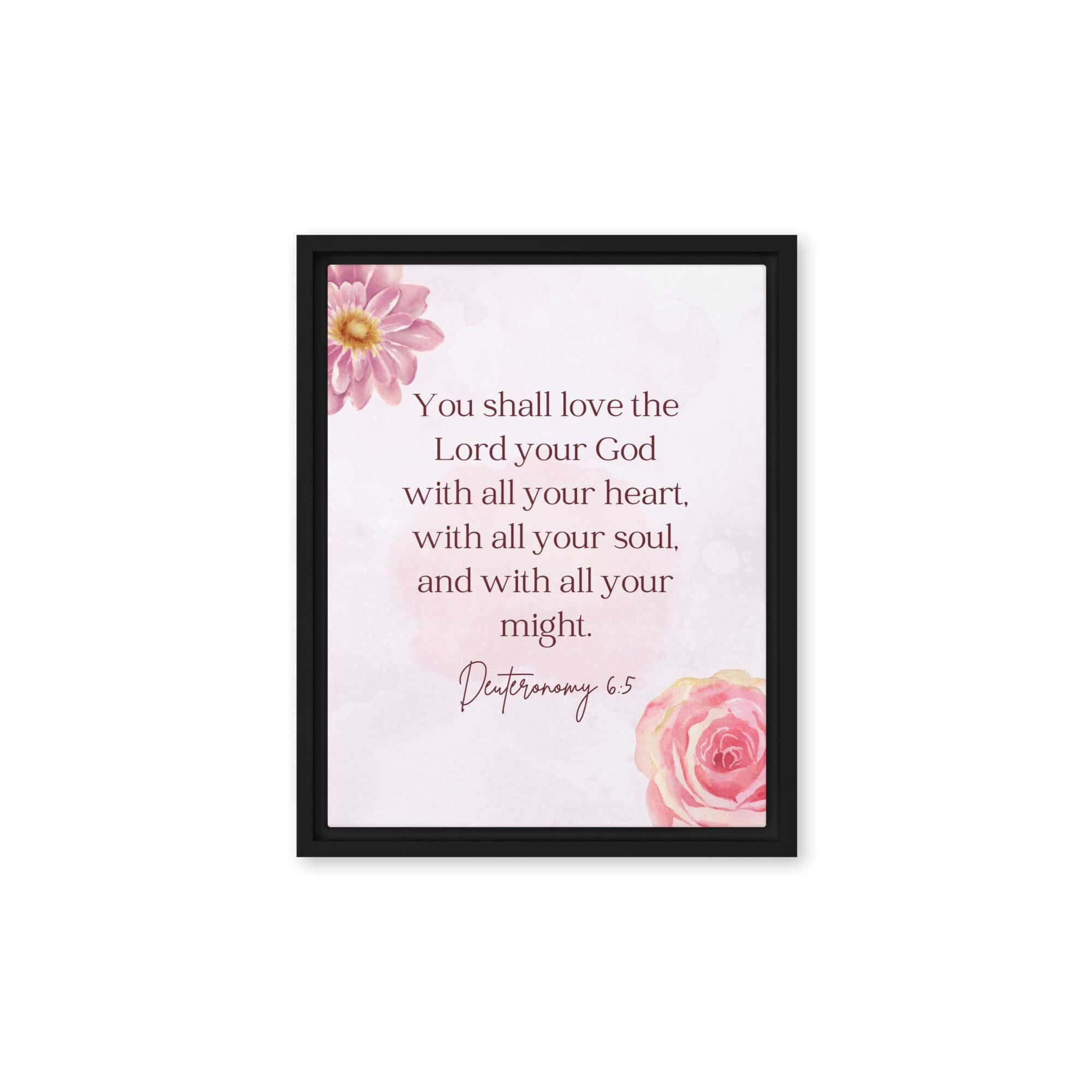 Deuteronomy 6:5 Bible Verse, the Lord Framed Canvas Print Wall Art Black 11″×14″
