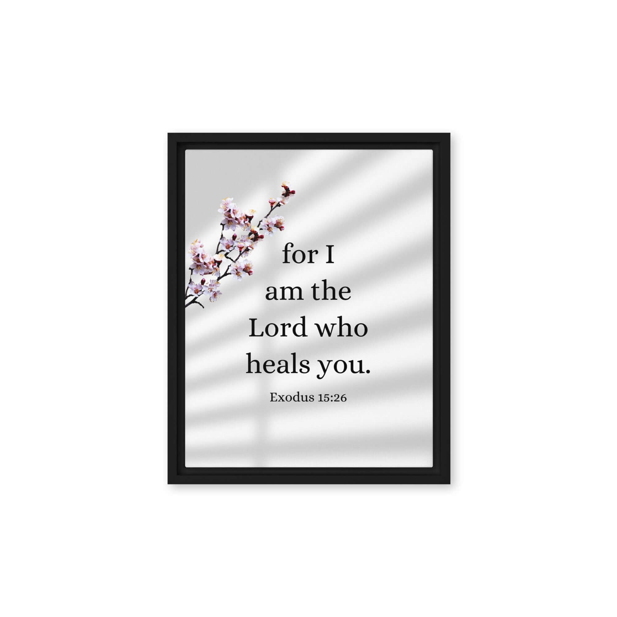 Exodus 15:26 Bible Verse, diligently listen Framed Canvas Print Wall Art Black 11″×14″