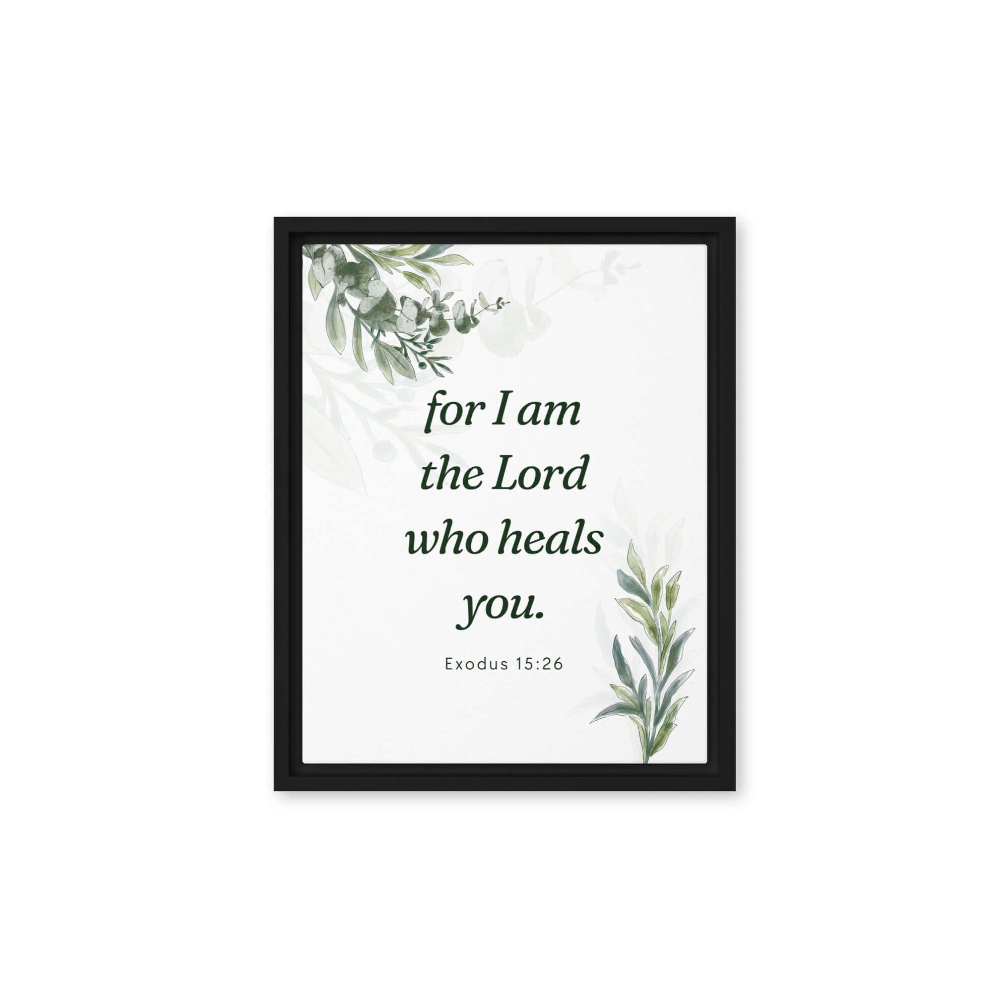 Exodus 15:26 Bible Verse, Gods voice Framed Canvas Print Wall Art Black 11″×14″