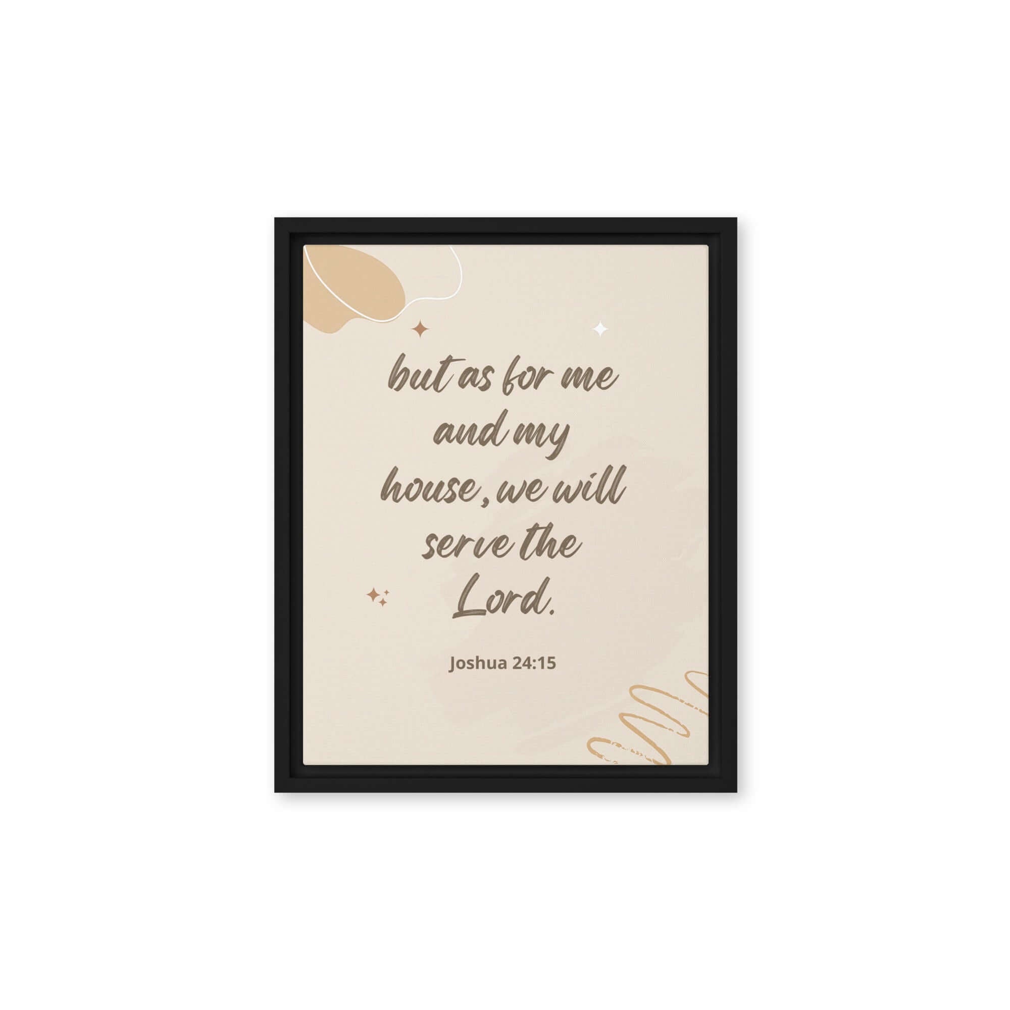 Joshua 24:15 Bible Verse, will serve Framed Canvas Print Wall Art Black 11″×14″