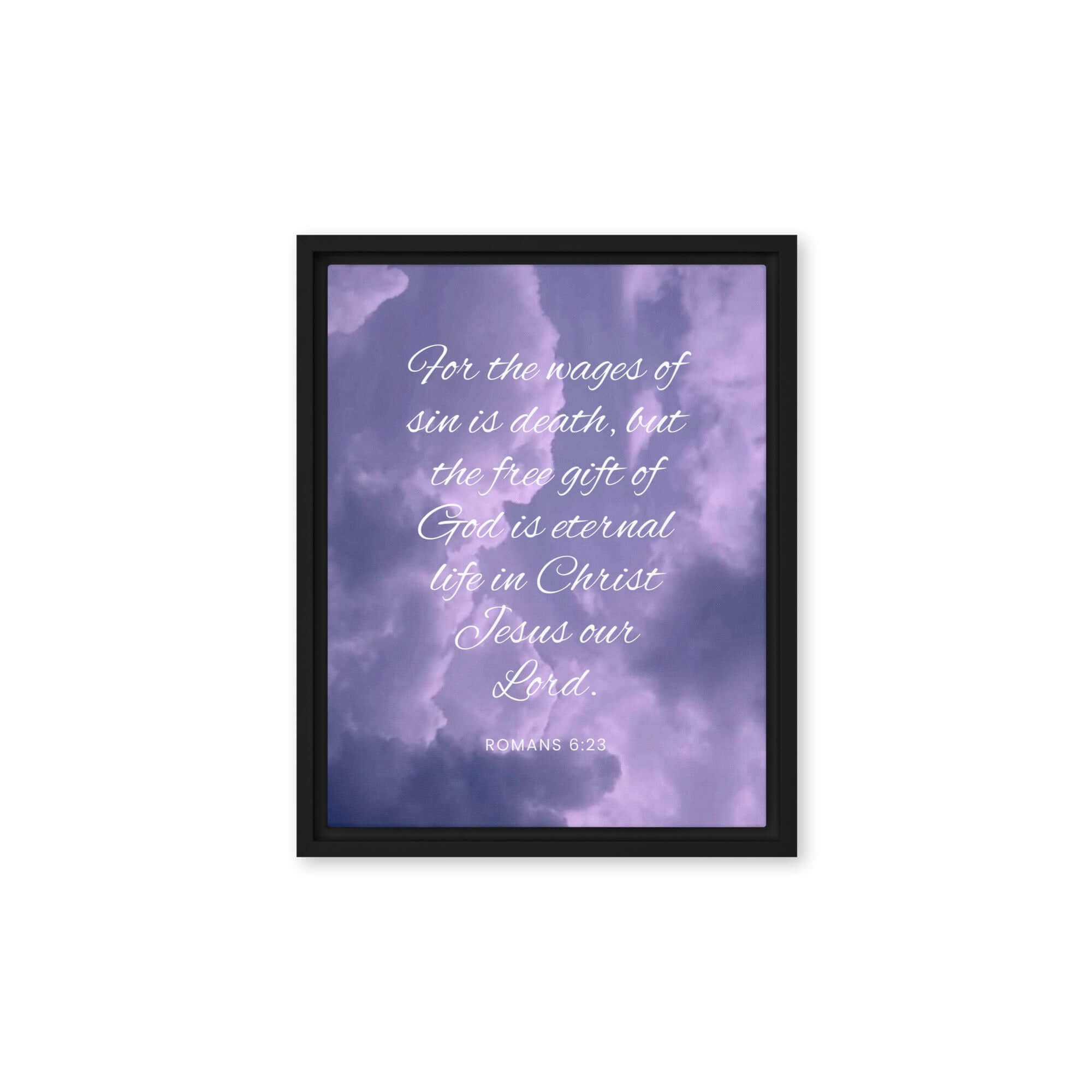 Romans 6:23 Bible Verse, free gift Framed Canvas Print Wall Art Black 11″×14″
