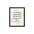 Romans 3:23 Bible Verse, fall short Framed Canvas Print Wall Art Black 11″×14″