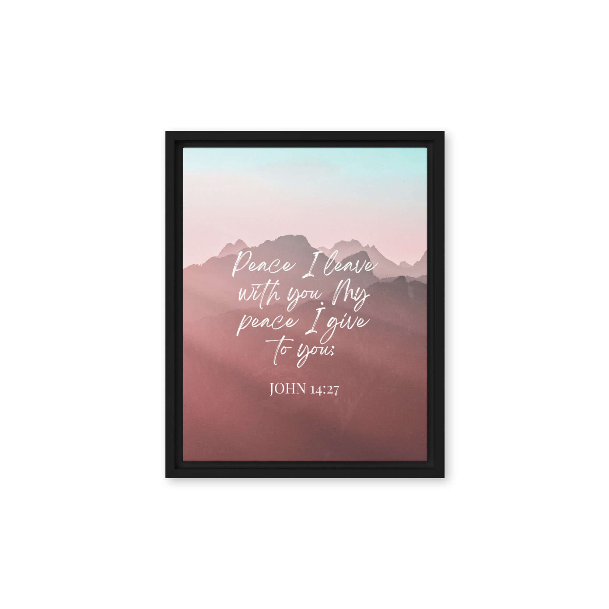 John 14:27 Bible Verse, I give you Framed Canvas Print Wall Art Black 11″×14″