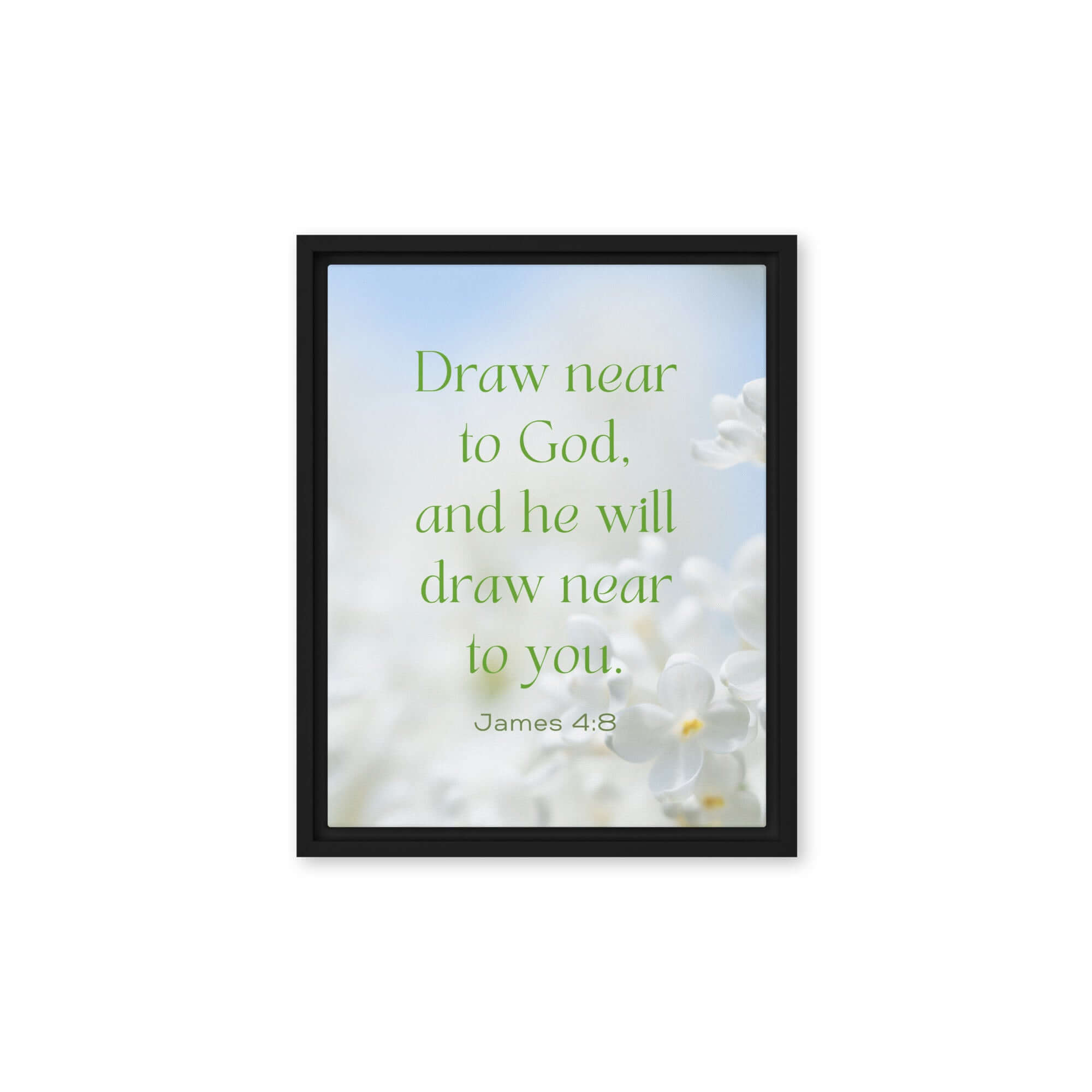 James 4:8 Bible Verse, Draw near Framed Canvas Print Wall Art Black 11″×14″