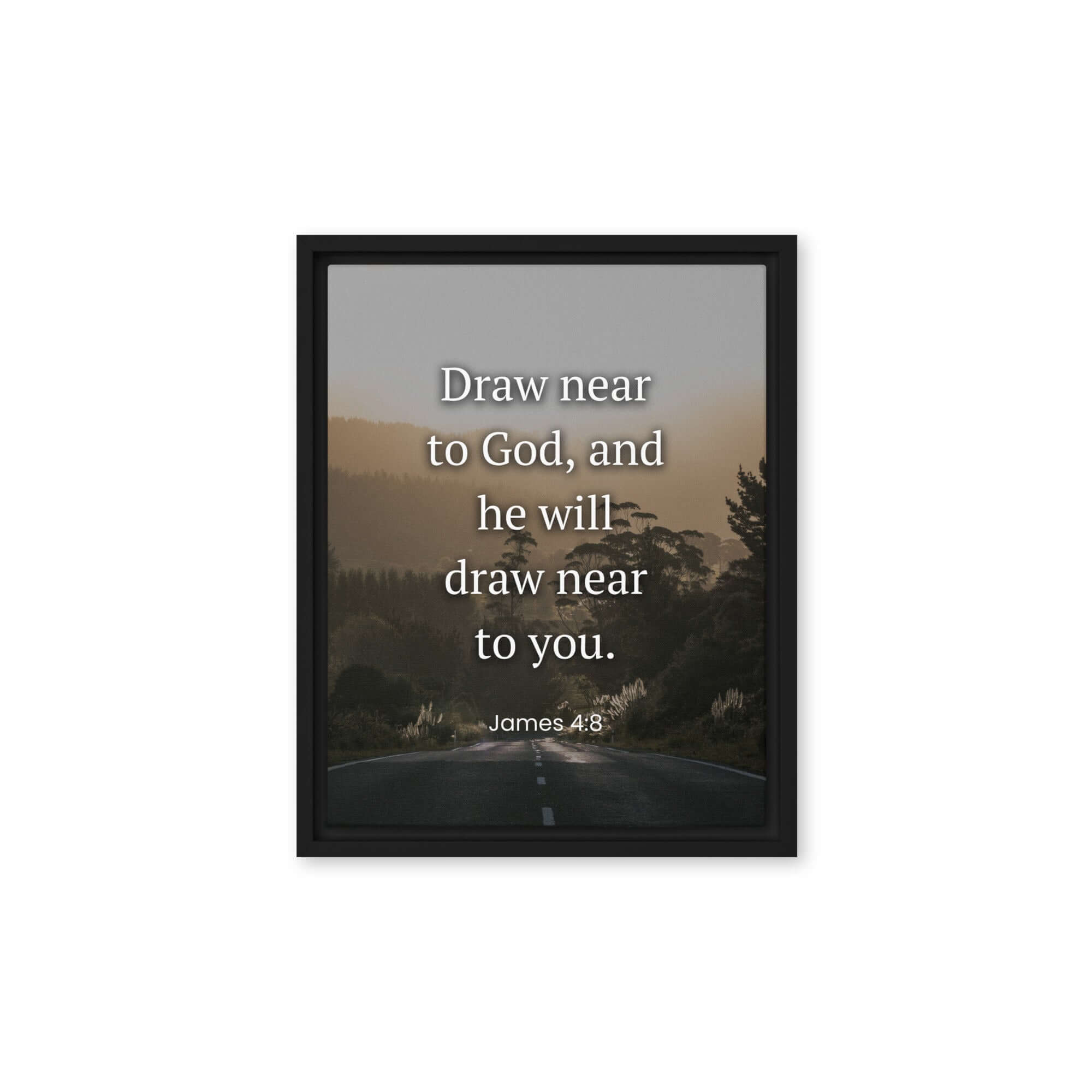James 4:8 Bible Verse, Cleanse your Framed Canvas Print Wall Art Black 11″×14″