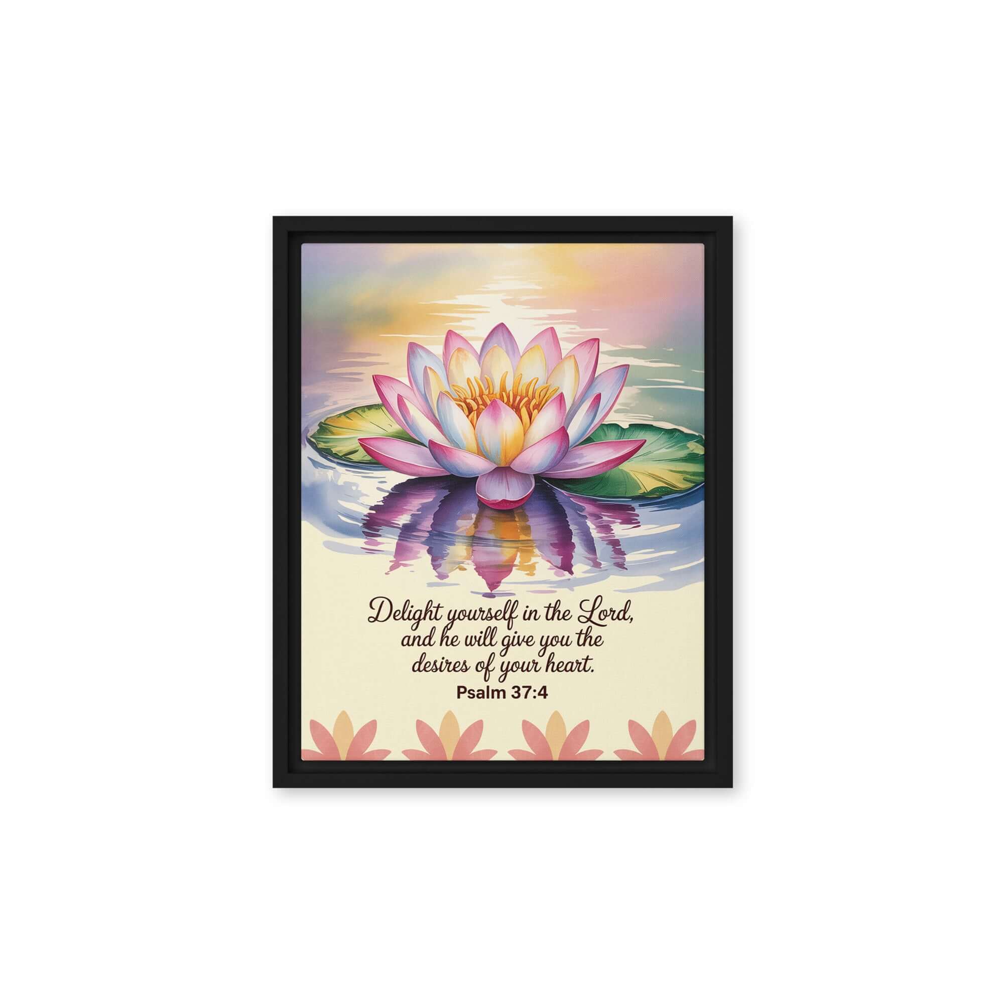 Psalm 37:4 Bible Verse, the Lord Framed Canvas Black 11″×14″