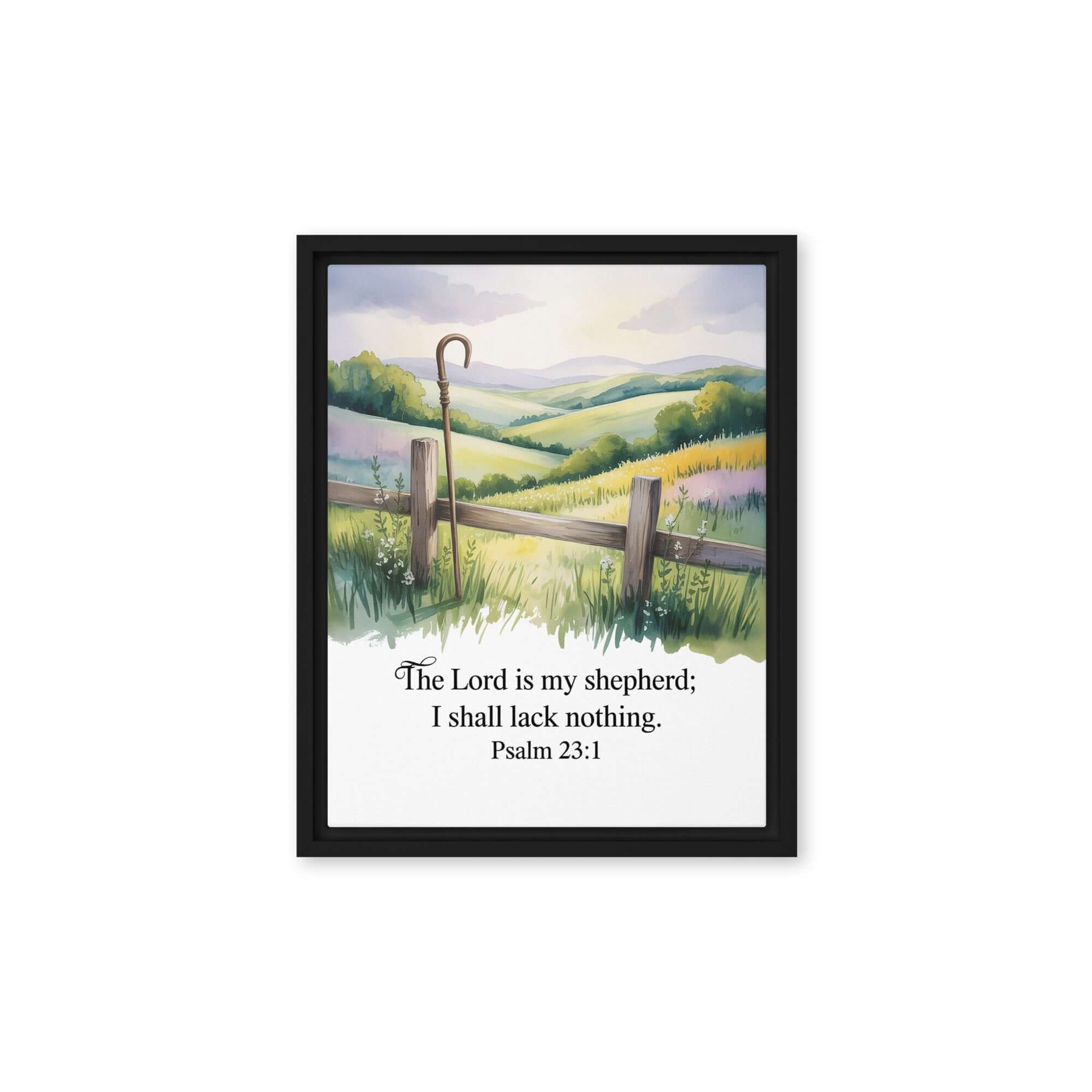 Psalm 23:1 Bible Verse, Lack Framed Canvas Black 11″×14″