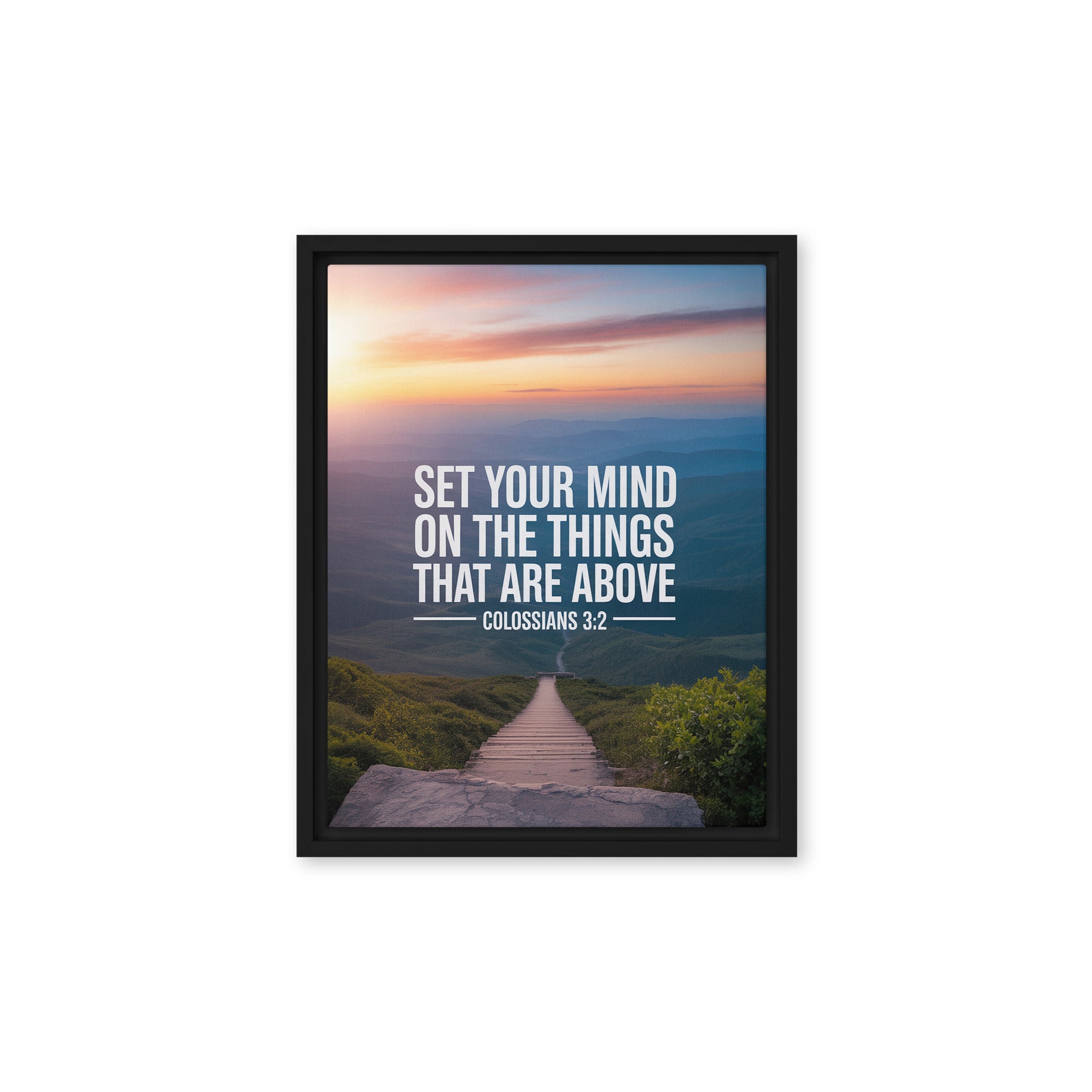 Colossians 3:2 Bible Verse your mind Framed Canvas Black 11″×14″