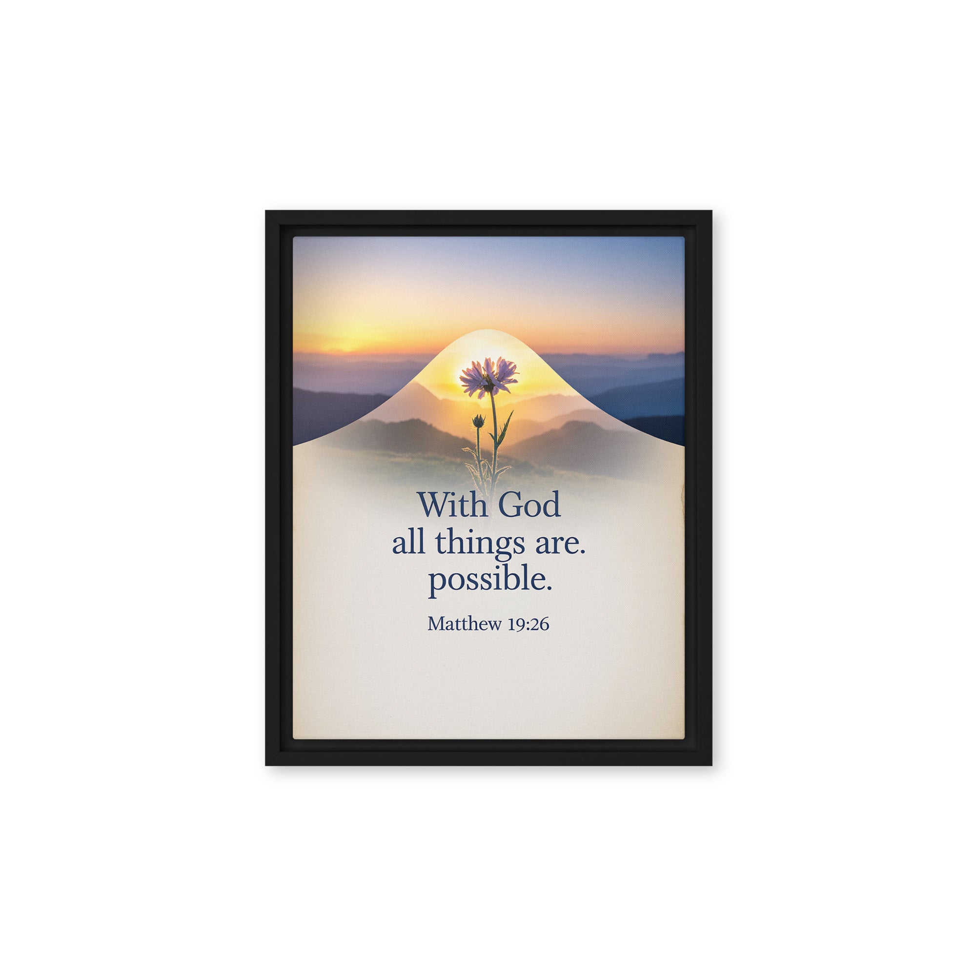 Matthew 19:26 Bible Verse at them Framed Canvas Black 11″×14″