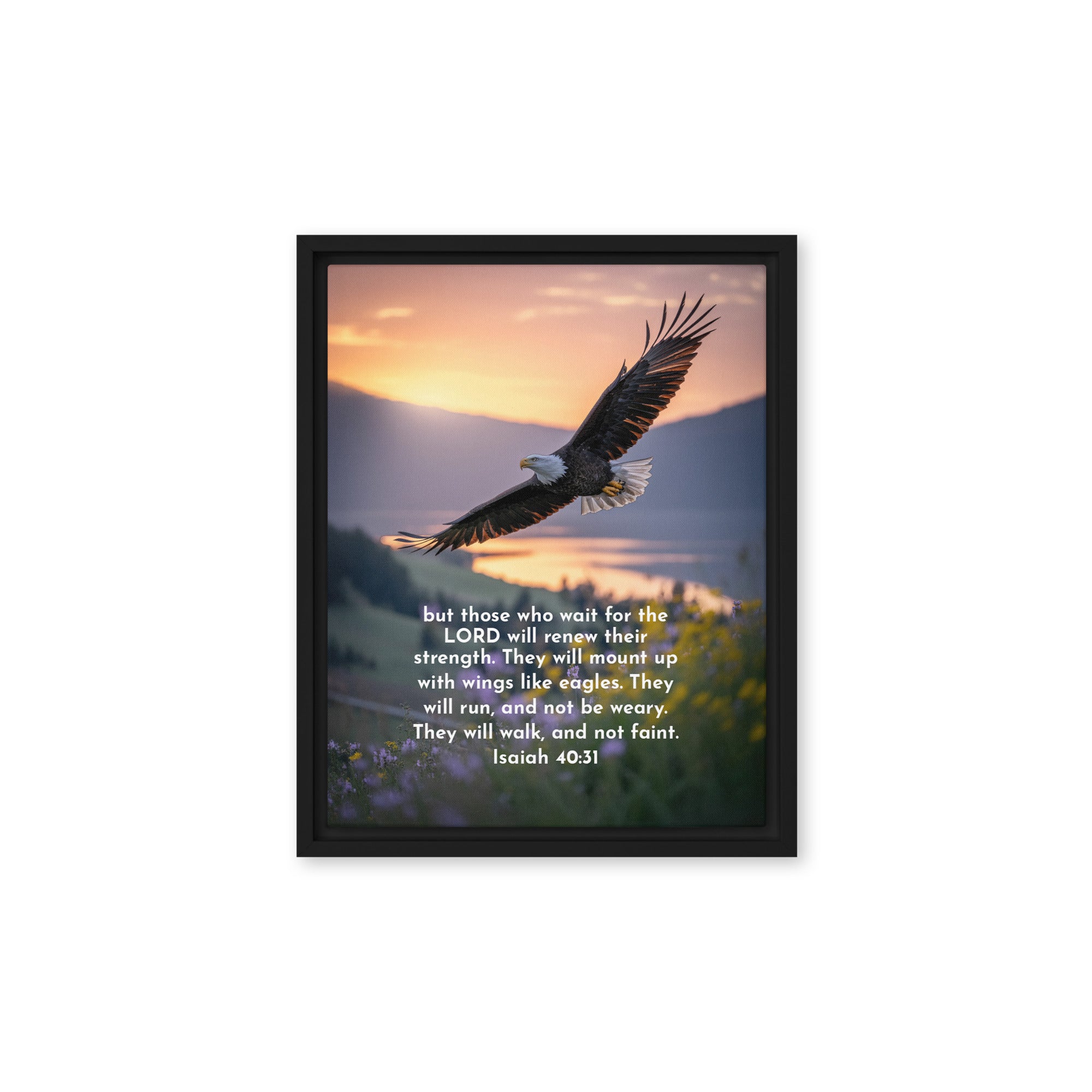 Isaiah 40:31 Bible Verse Renew Strength Framed Canvas Black 11″×14″